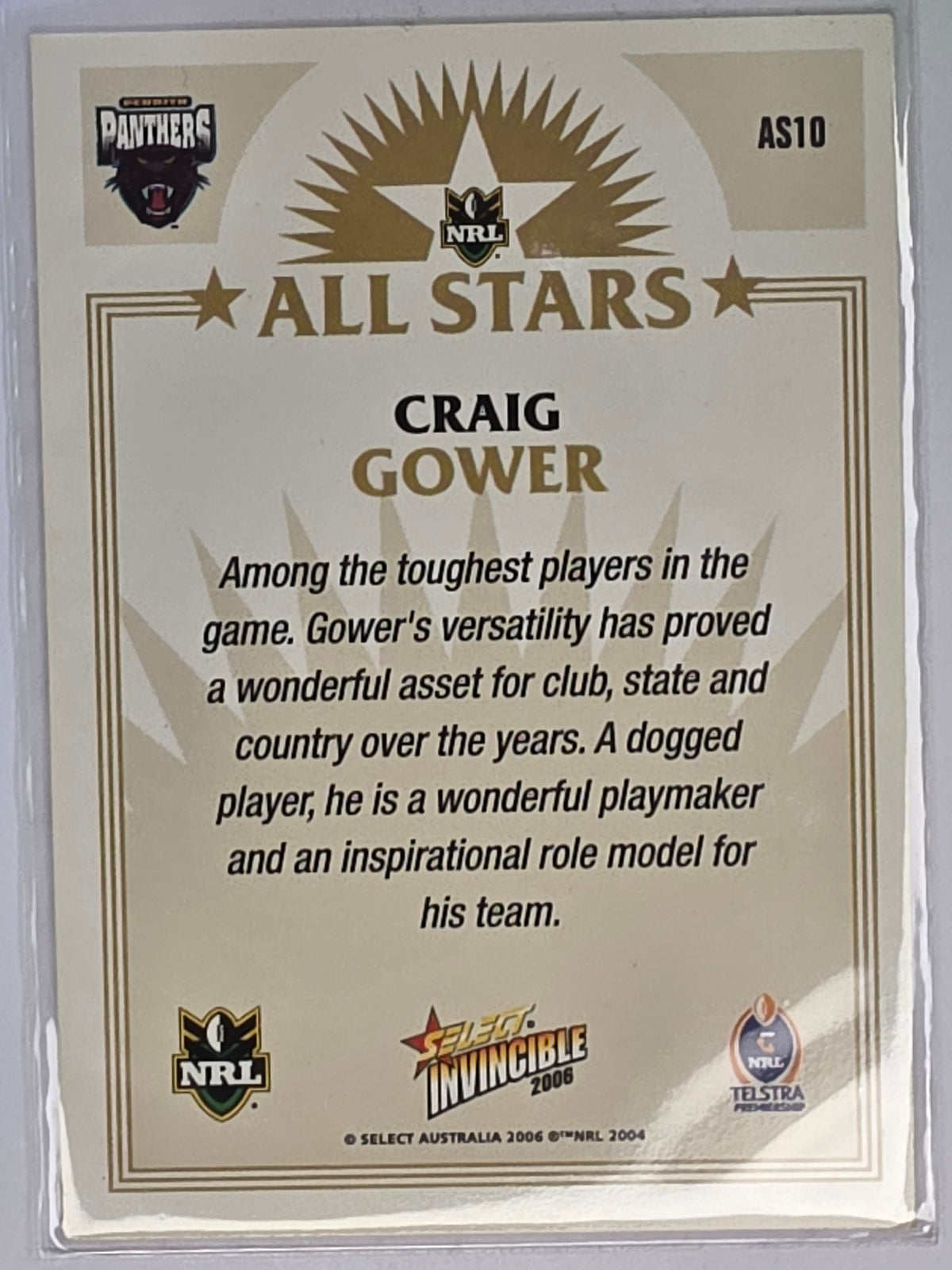 NRL 2006 Invincible All Stars #AS10 Craig Gower Penrith Panthers