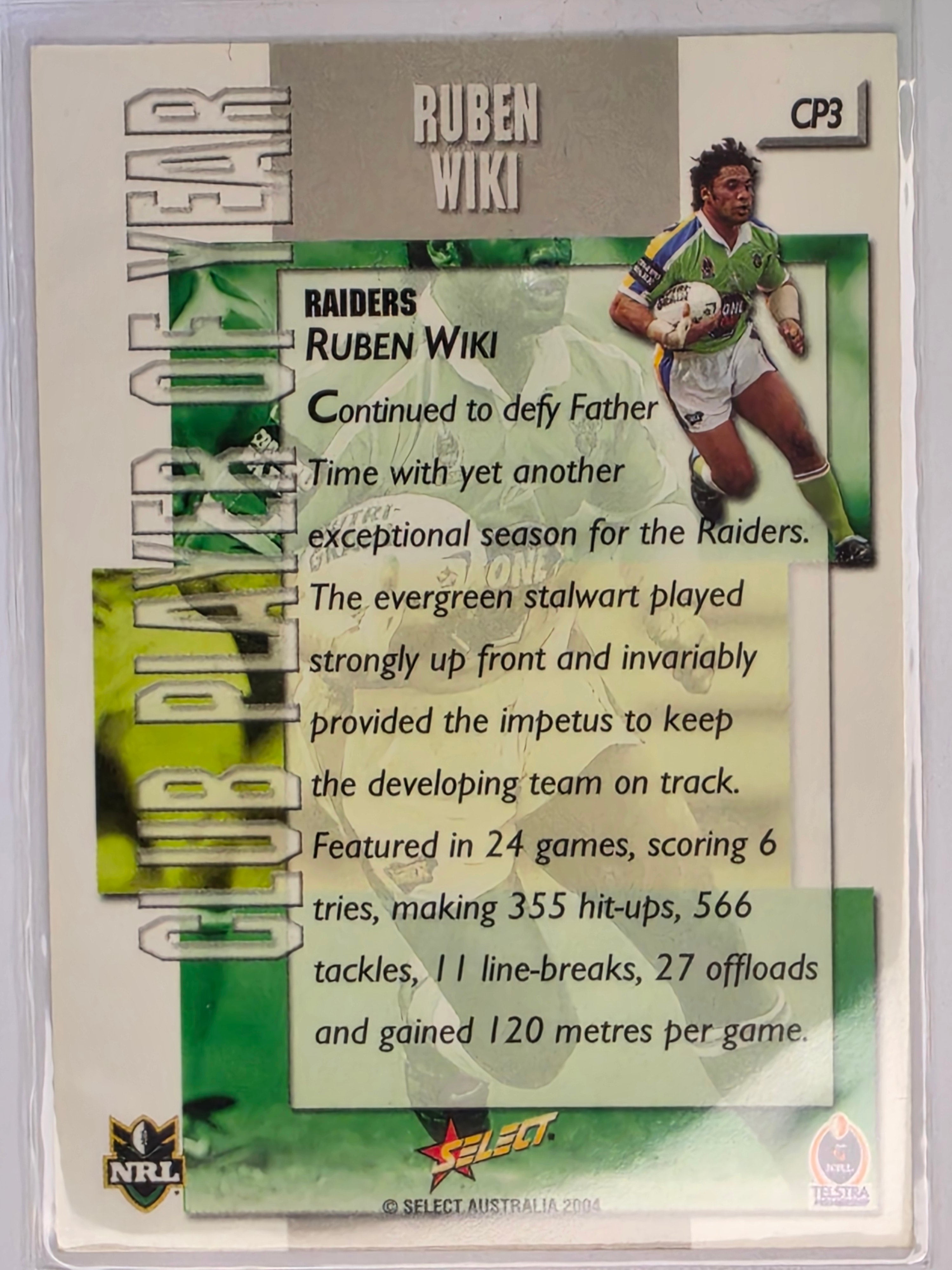 NRL 2004 Authentic Club Player of the Year #CP3 Ruben Wiki Canberra Raiders