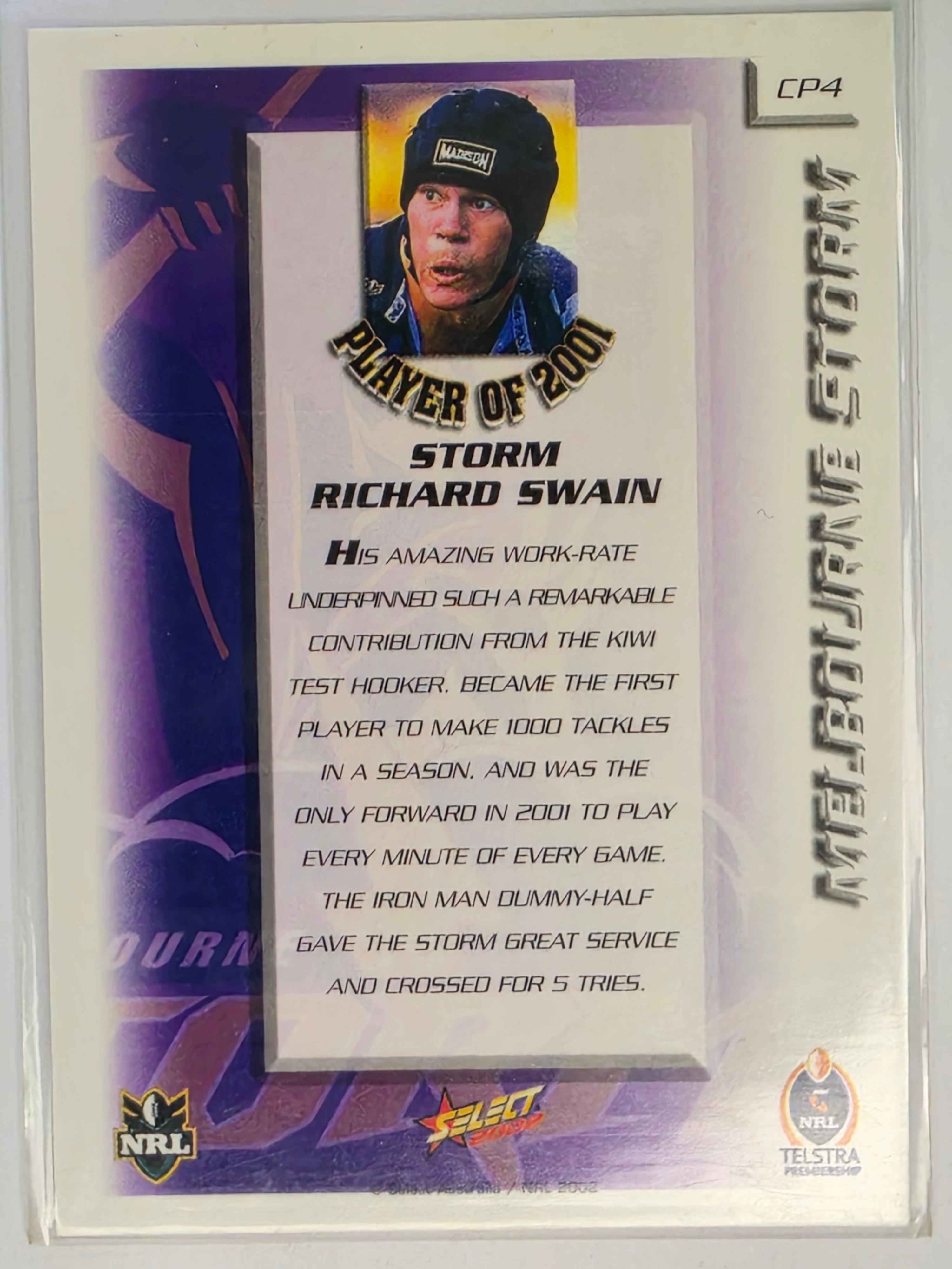 NRL 2002 Challenge Club Player of the Year #CP4 Richard Swain Melbourne Storm