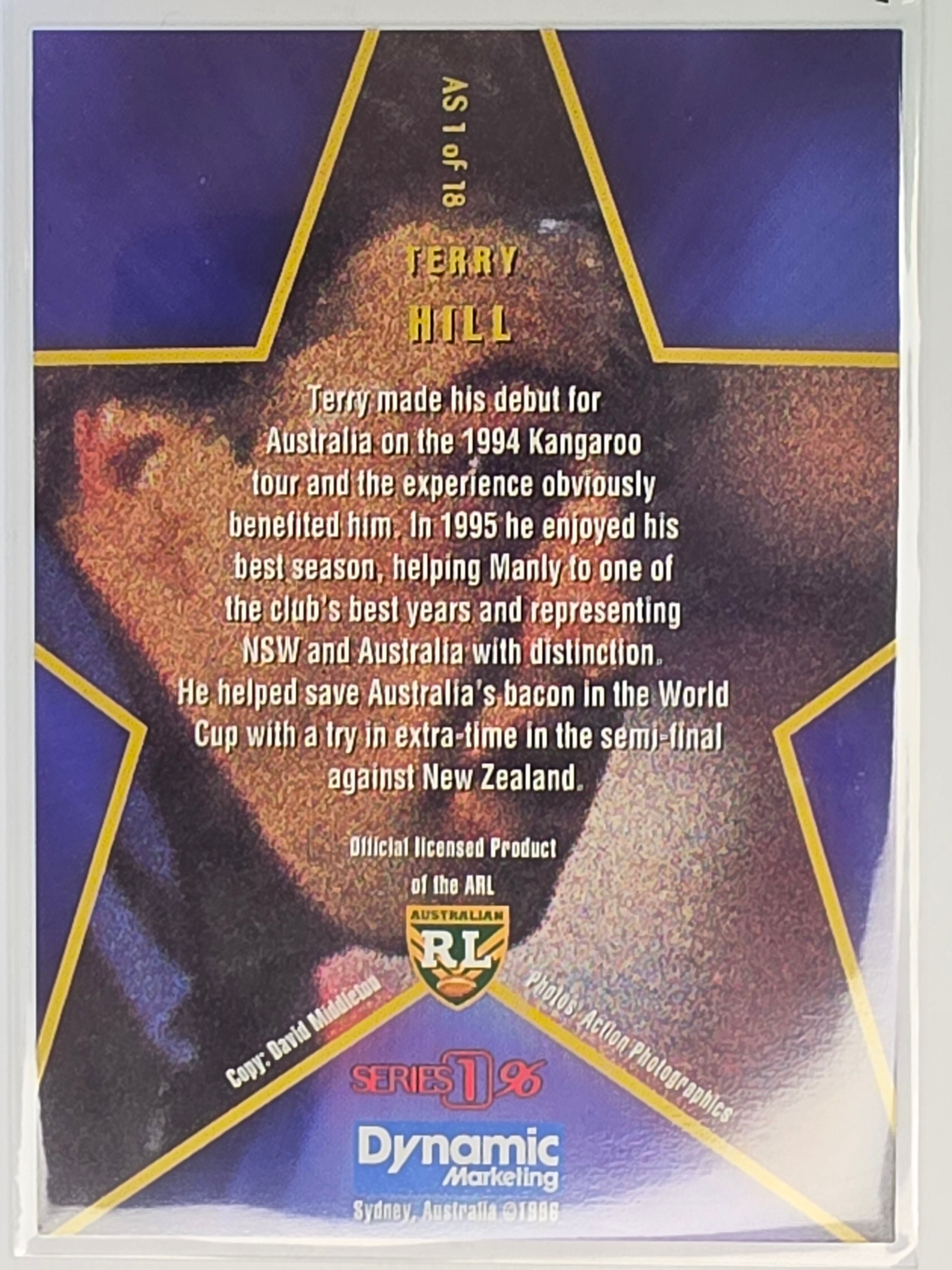 NRL 1996 Dynamic Series 1 All Star Team #AS1 Terry Hill Manly Warringah Sea Eagles
