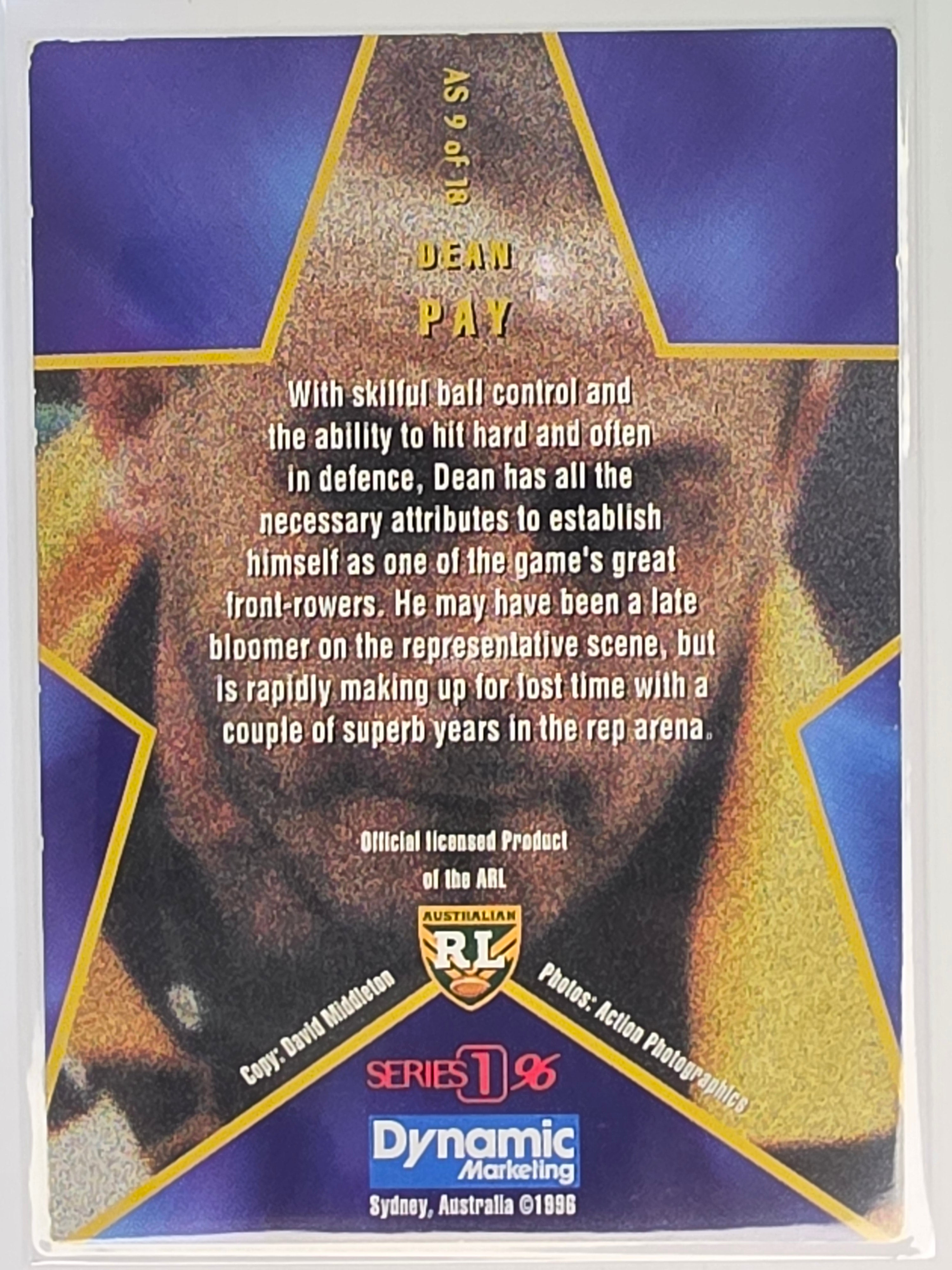 NRL 1996 Dynamic Series 1 All Star Team #AS9 Dean Pay Parramatta Eels