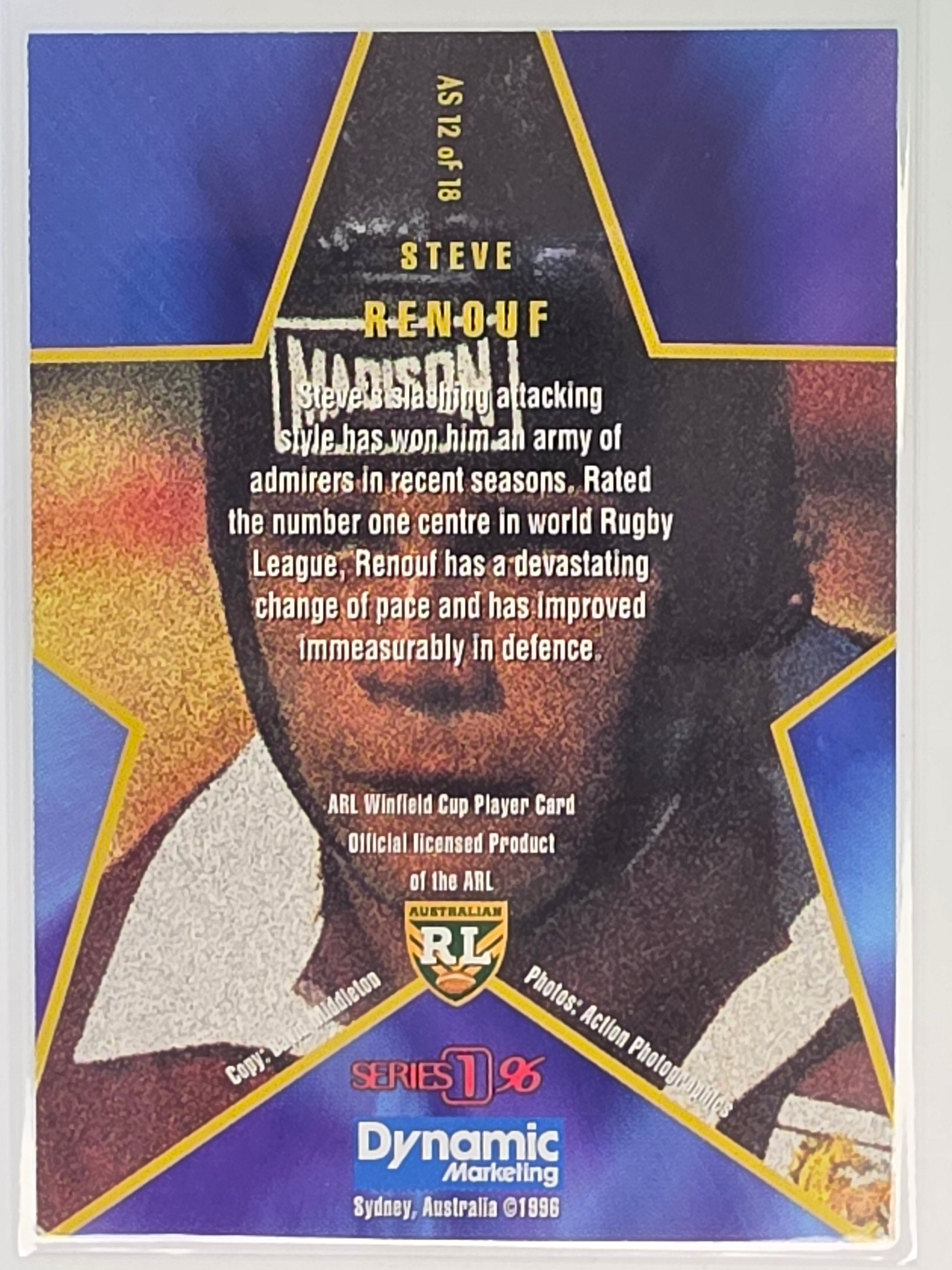 NRL 1996 Dynamic Series 1 All Star Team #AS12 Steve Renouf Brisbane Broncos
