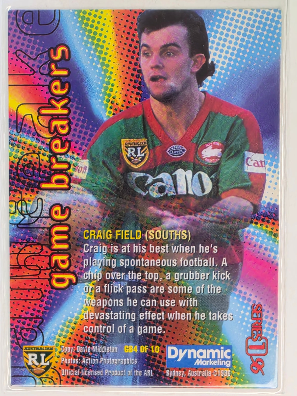 NRL 1996 Dynamic Series 1 Game Breakers #GB4 Craig Field South Sydney Rabbitohs
