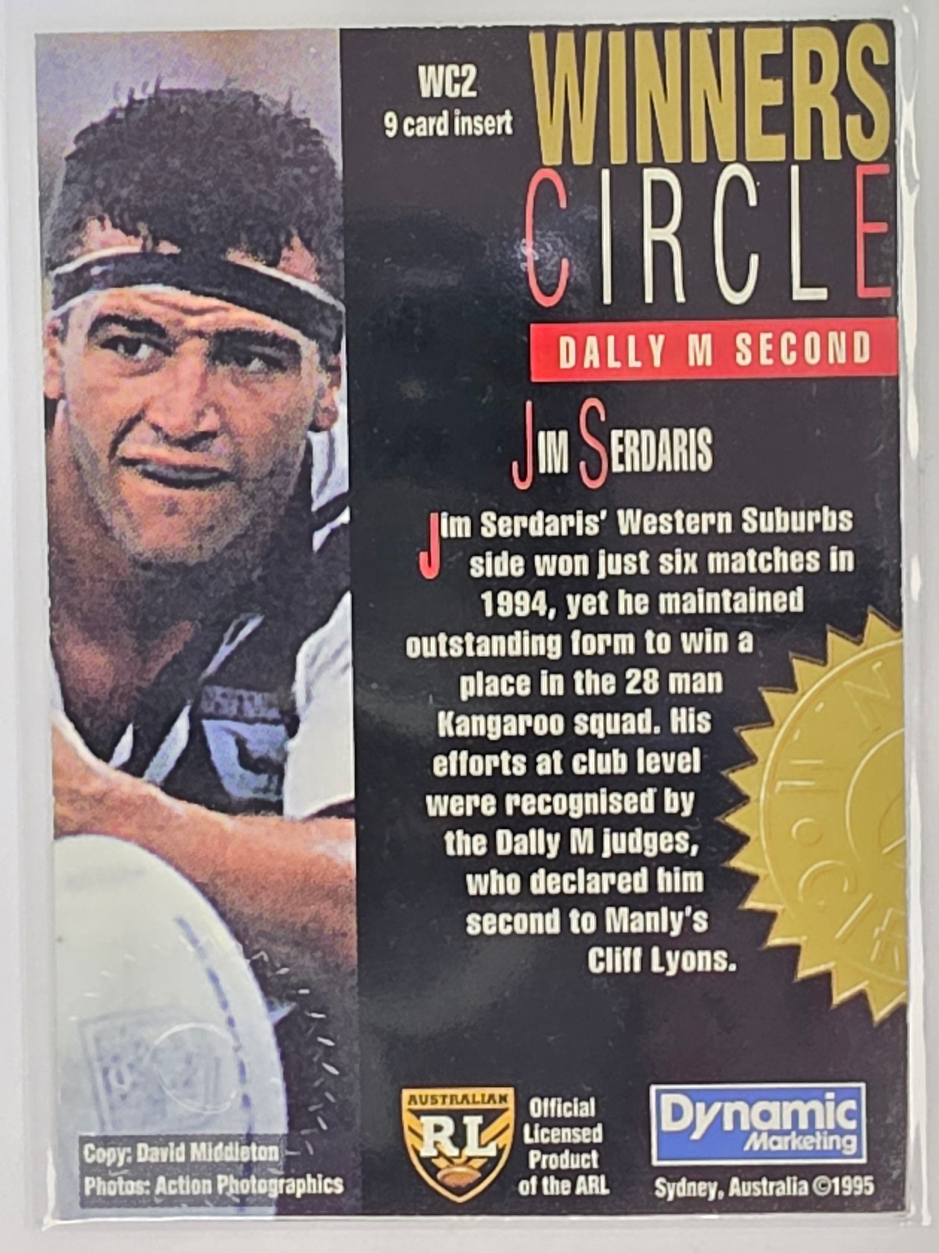 NRL 1995 Dynamic Series 1 Winners Circle #WC2 Jim Sedaris Western Suburbs Magpies
