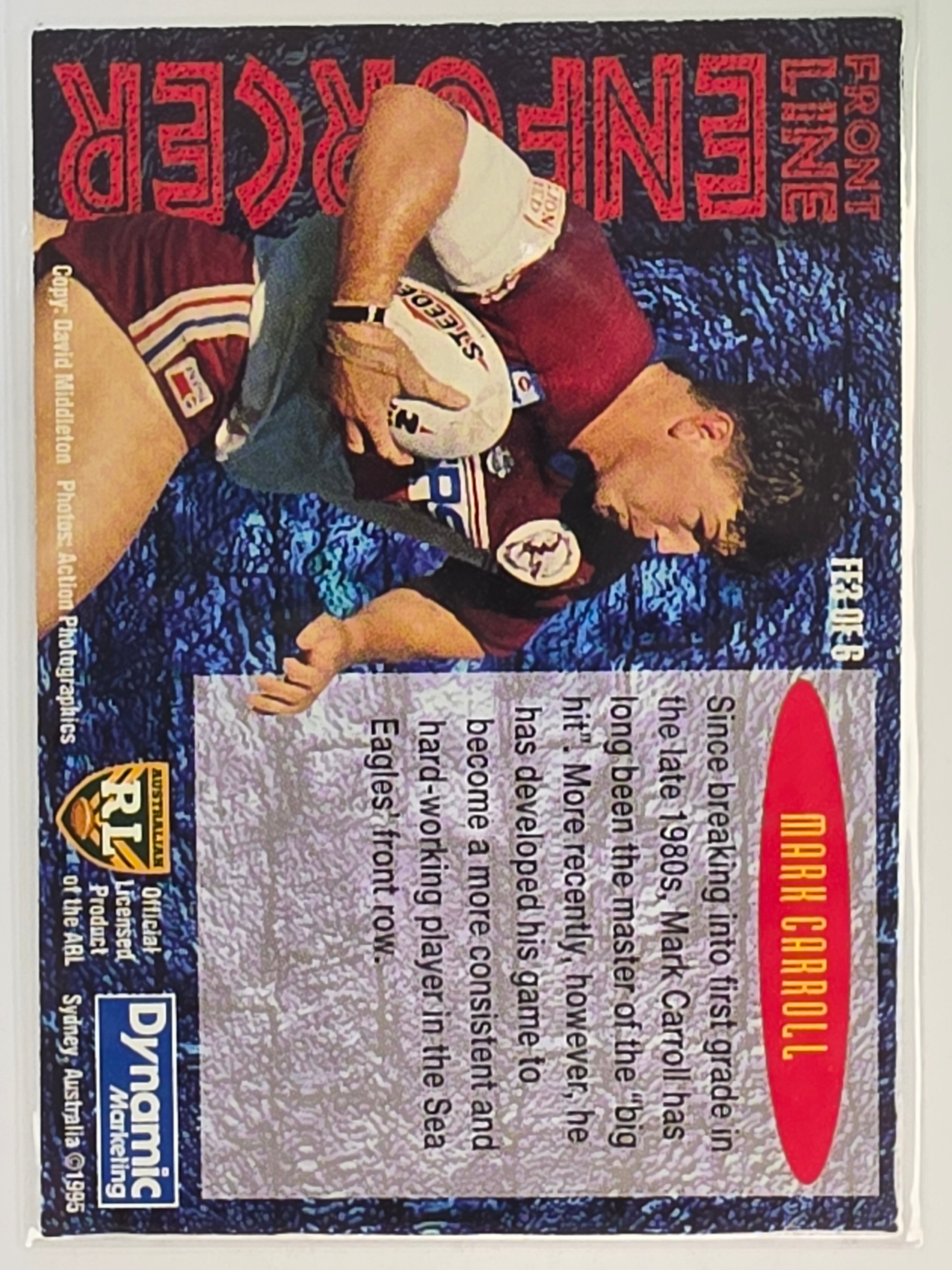1995 Dynamic NRL Series 2 | Front Line Enforcers #FE3 Mark Carroll Manly Warringah Sea Eagles (Slight Damage)