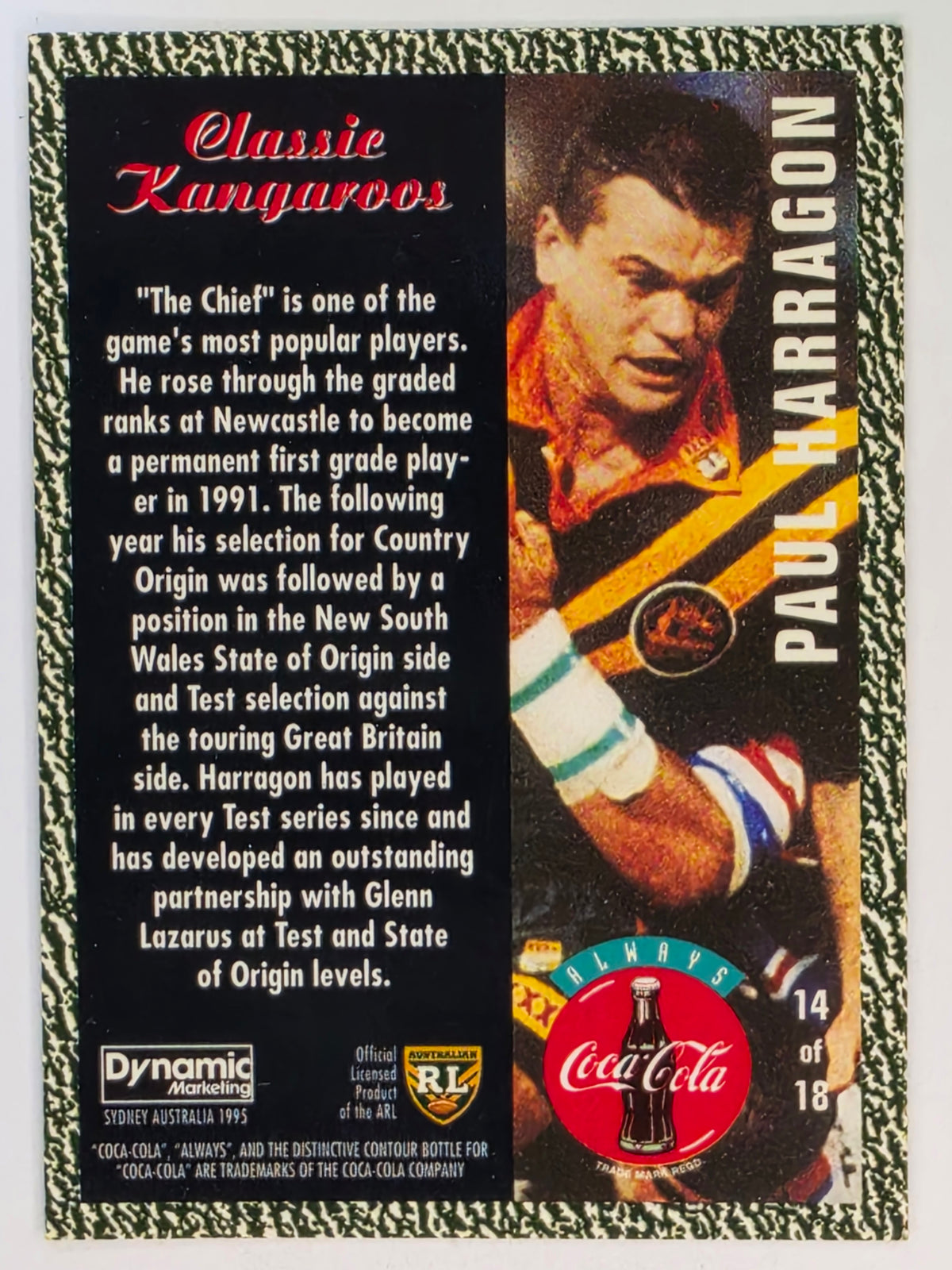 1995 Dynamic Coca Cola Classic Kangaroos #14 Paul Harragon Australian Kangaroos