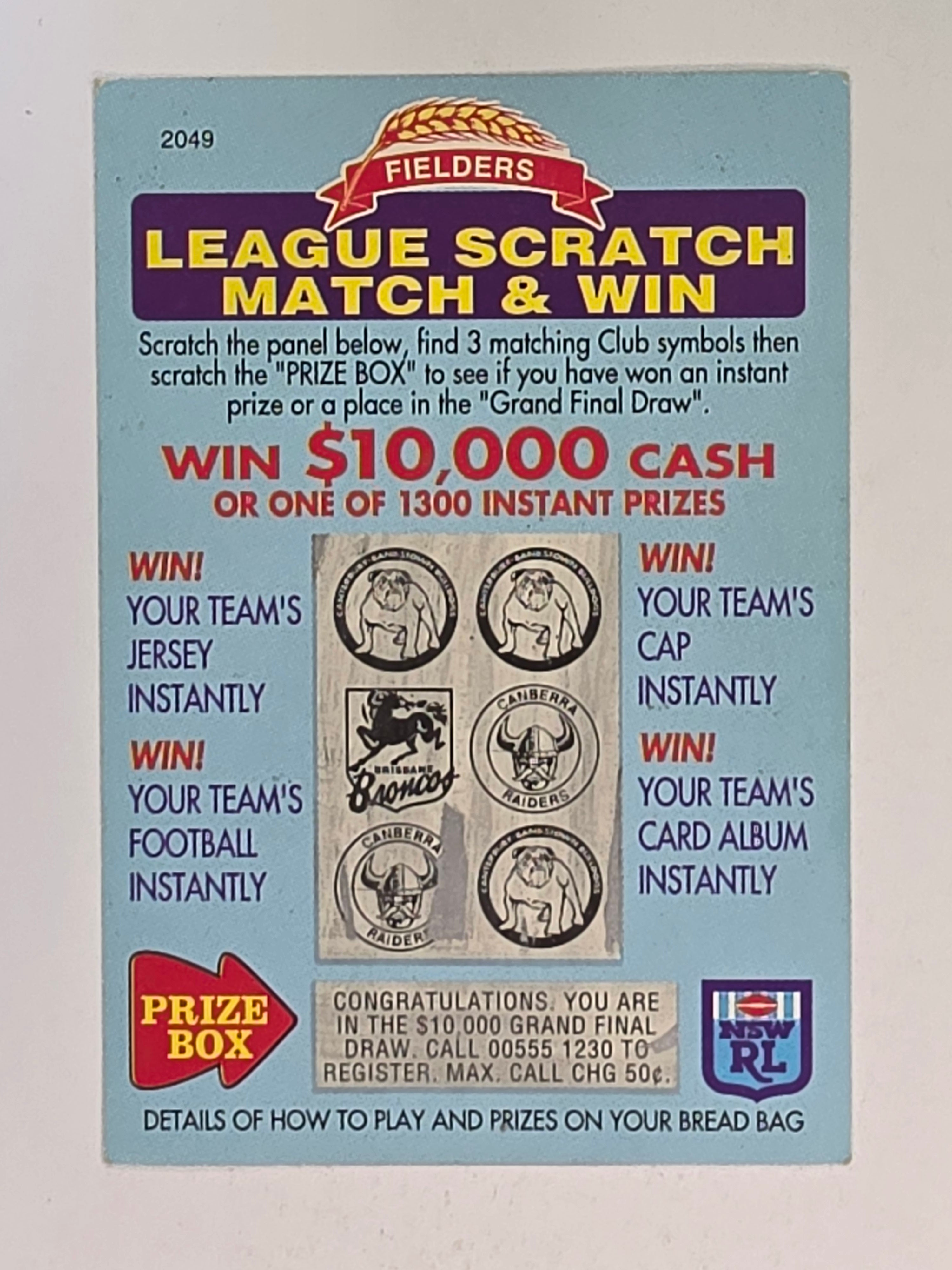 NRL 1993 Fielders | Wayne Bartrim | Gold Coast Seagulls (Scratched)