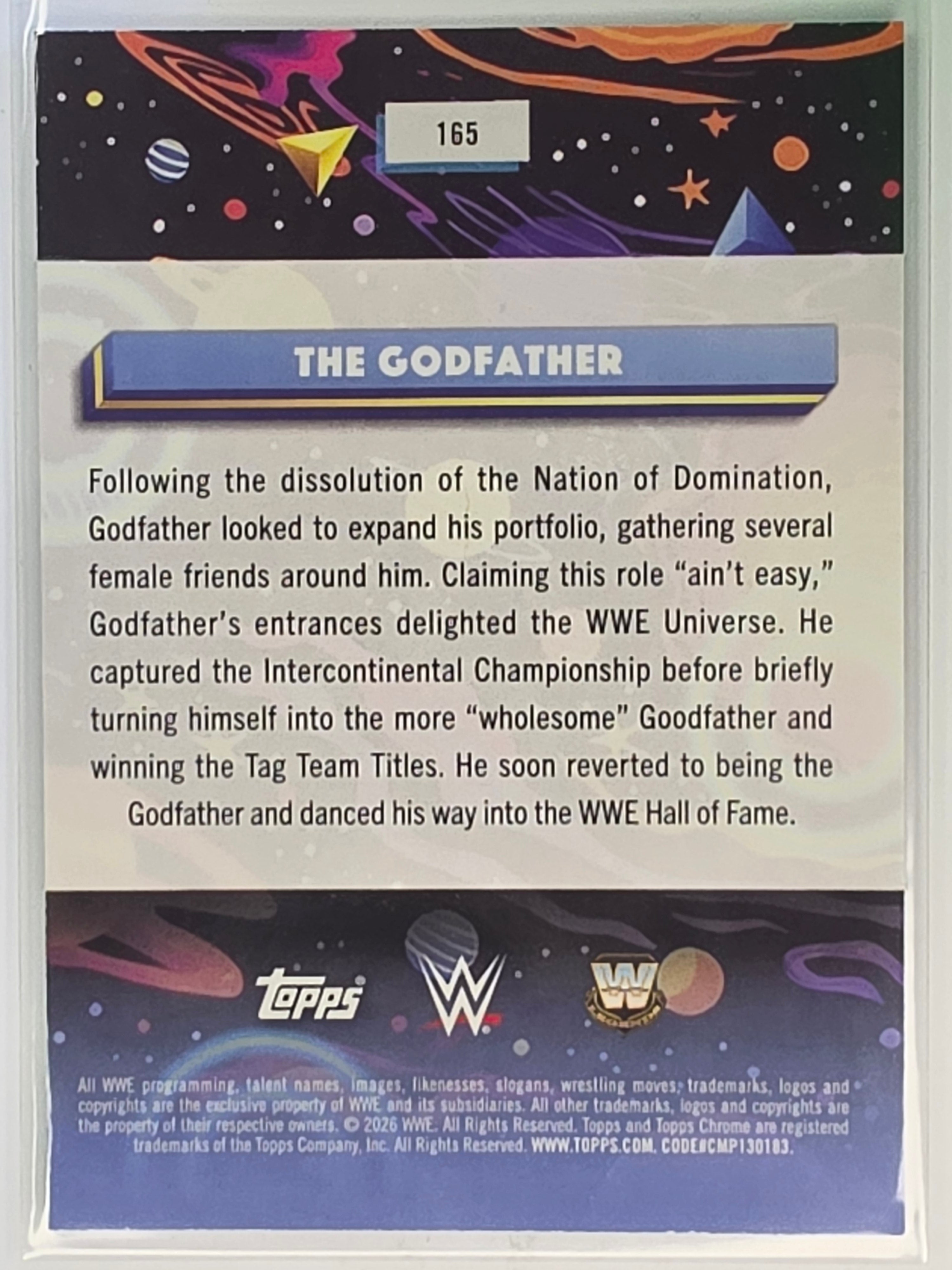 WWE 2026 Topps Chrome Cosmic | Magenta Cosmos Refractor | #165 | The Godfather | #204/299