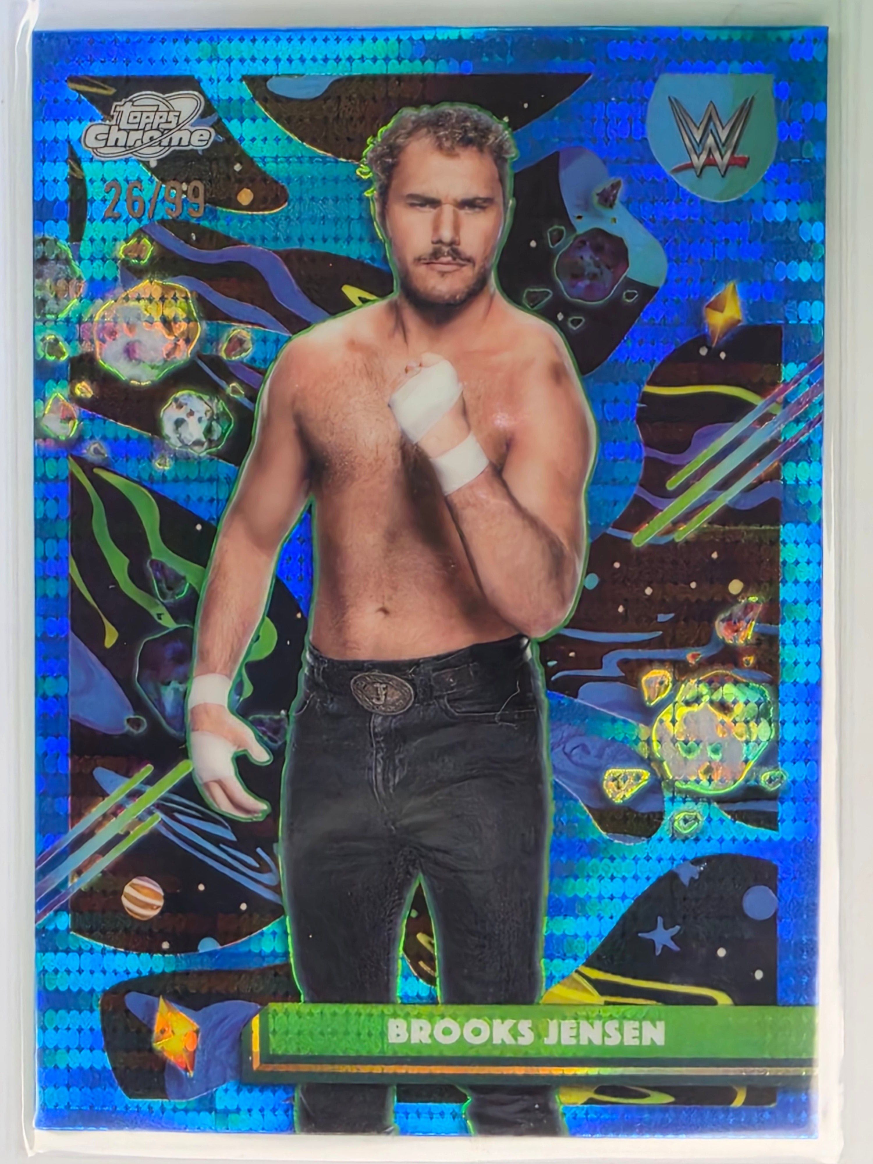 WWE 2026 Topps Chrome Cosmic | Green Pulsar Refractor | #104 | Brooks Jensen | #26/99