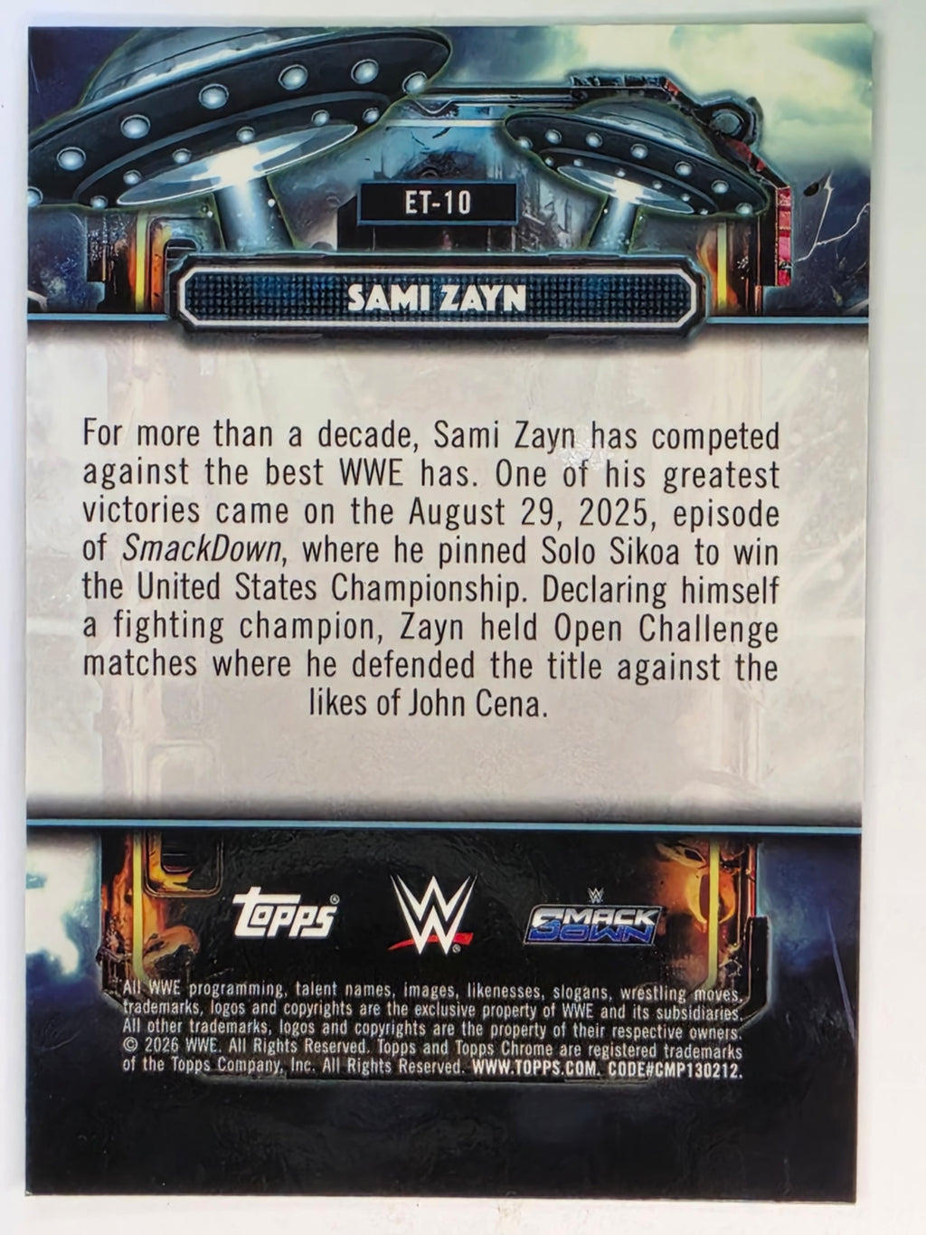 WWE 2026 Topps Chrome Cosmic | Extraterrestrial Talent | ET-10 | Sami Zayn