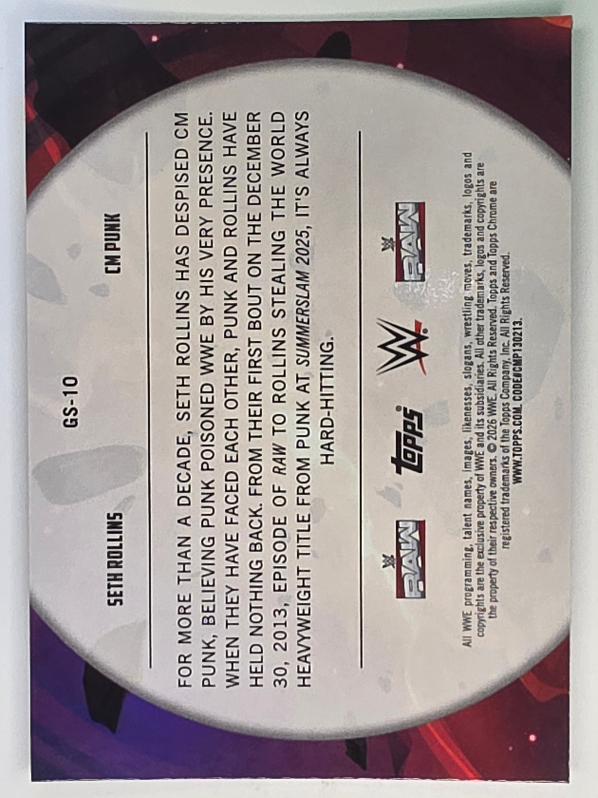 WWE 2026 Topps Chrome Cosmic | Galactic Showdown | GS-10 | Seth Rollins/CM Punk