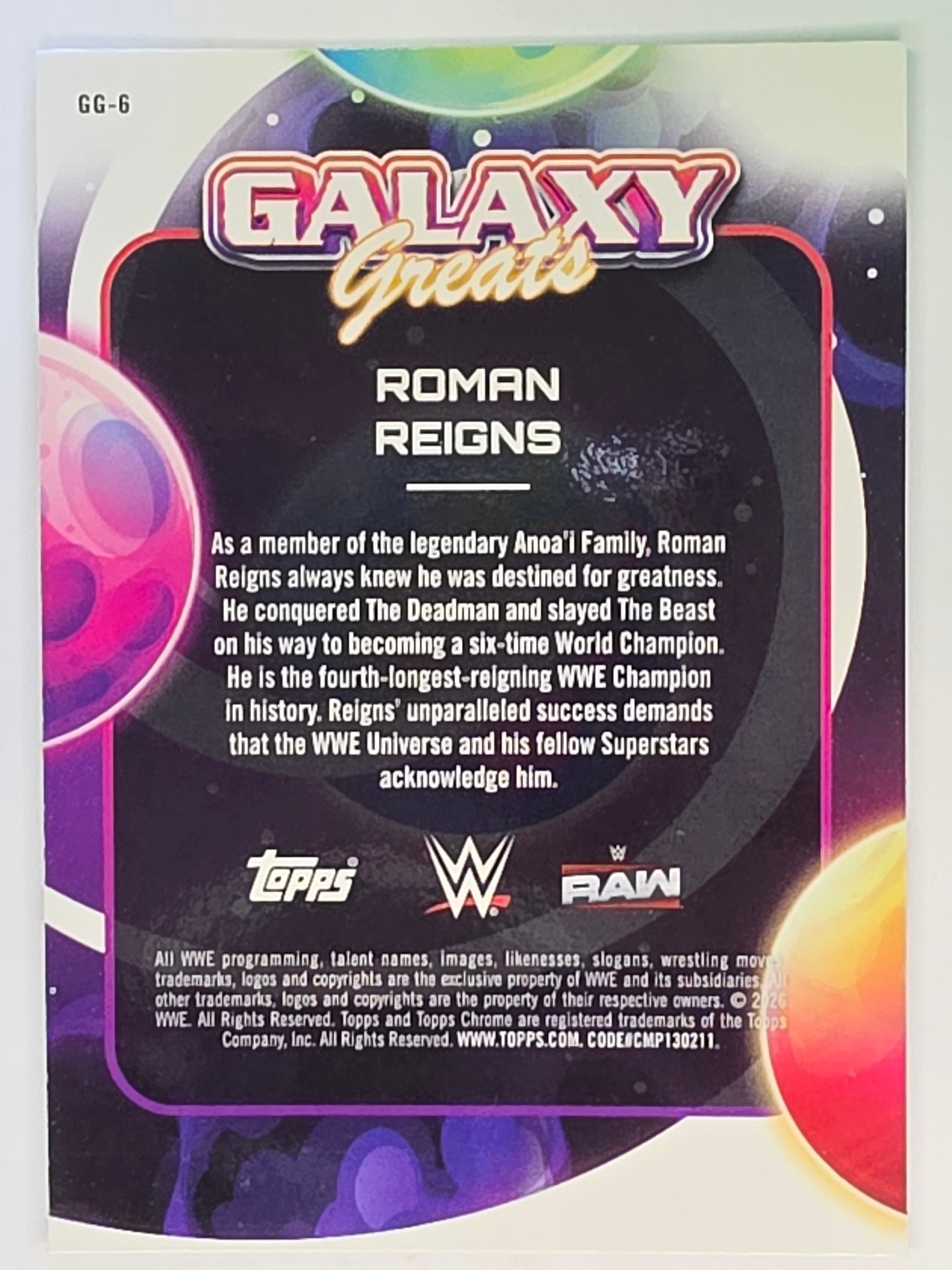 WWE 2026 Topps Chrome Cosmic | Galaxy Greats | GG-6 | Roman Reigns
