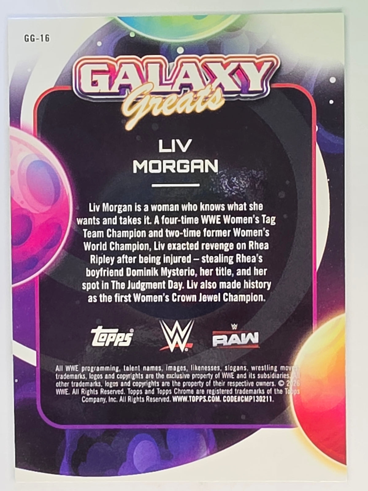 WWE 2026 Topps Chrome Cosmic | Galaxy Greats | GG-16 | Liv Morgan