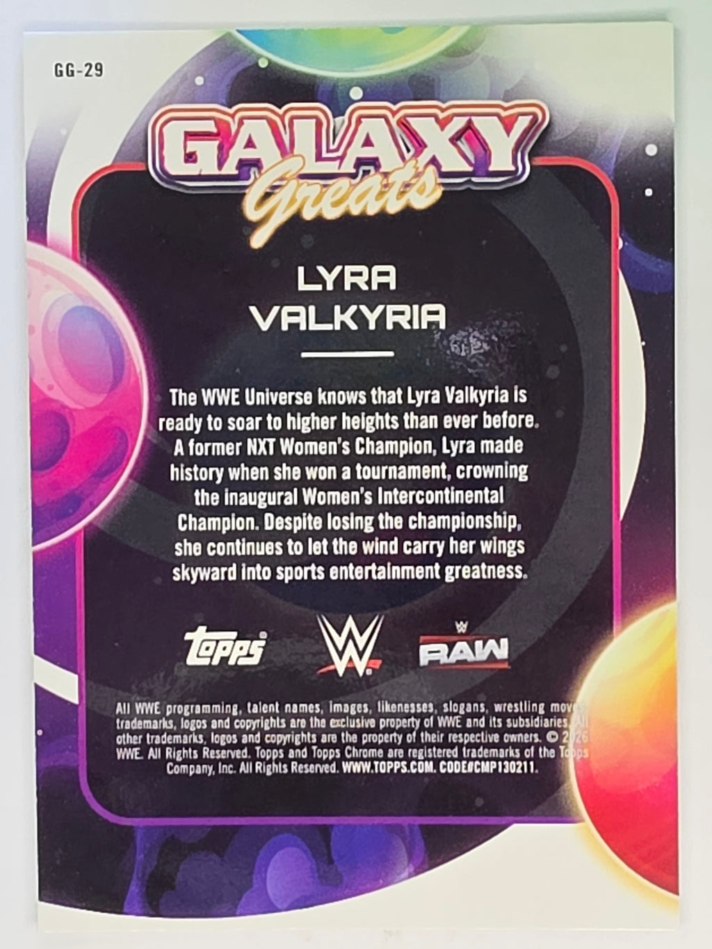 WWE 2026 Topps Chrome Cosmic | Galaxy Greats | GG-29 | Lyra Valkyria