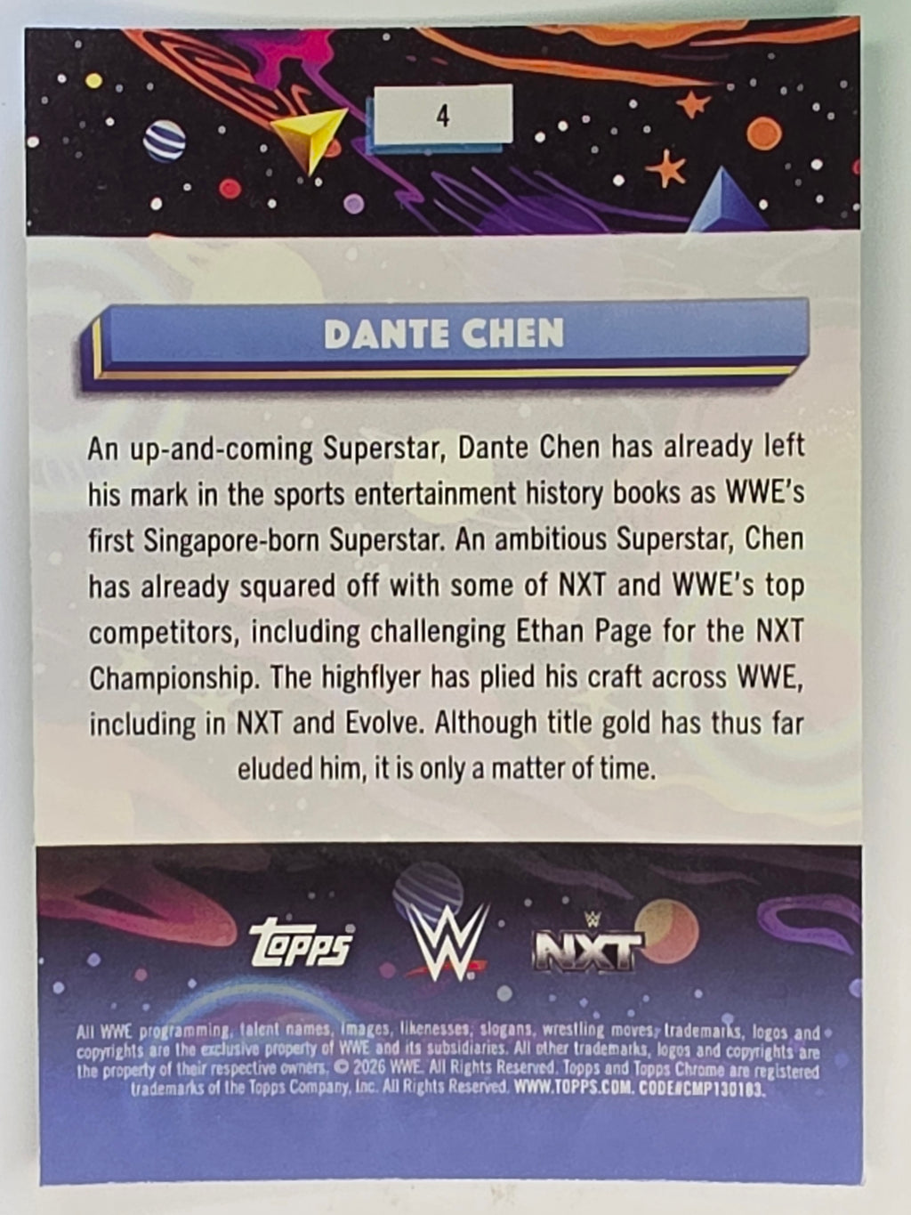 WWE 2026 Topps Chrome Cosmic | Base | #4 | Dante Chen