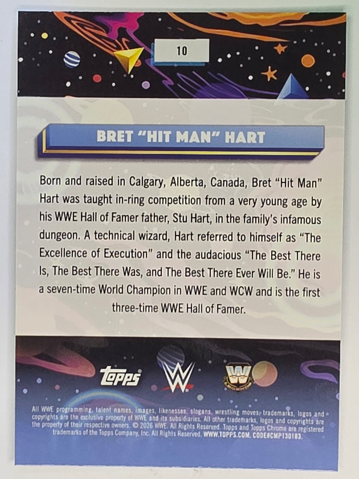 WWE 2026 Topps Chrome Cosmic | Base | #10 | Bret Hit Man Hart