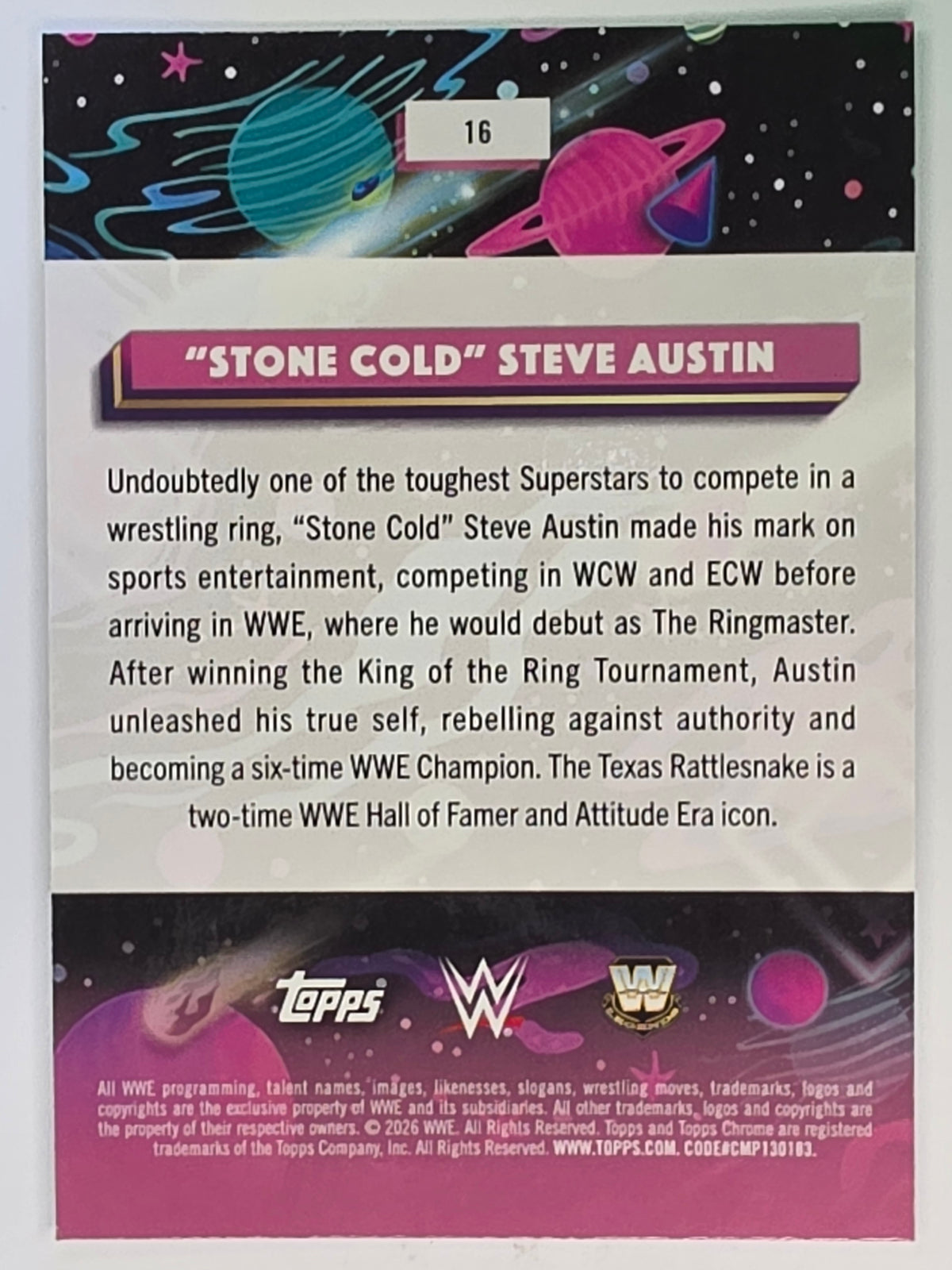 WWE 2026 Topps Chrome Cosmic | Base | #16 | Stone Cold Steve Austin