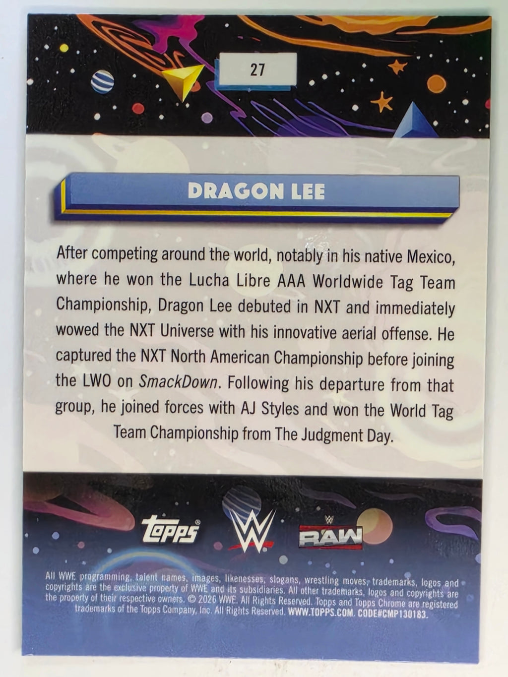 WWE 2026 Topps Chrome Cosmic | Base | #27 | Dragon Lee