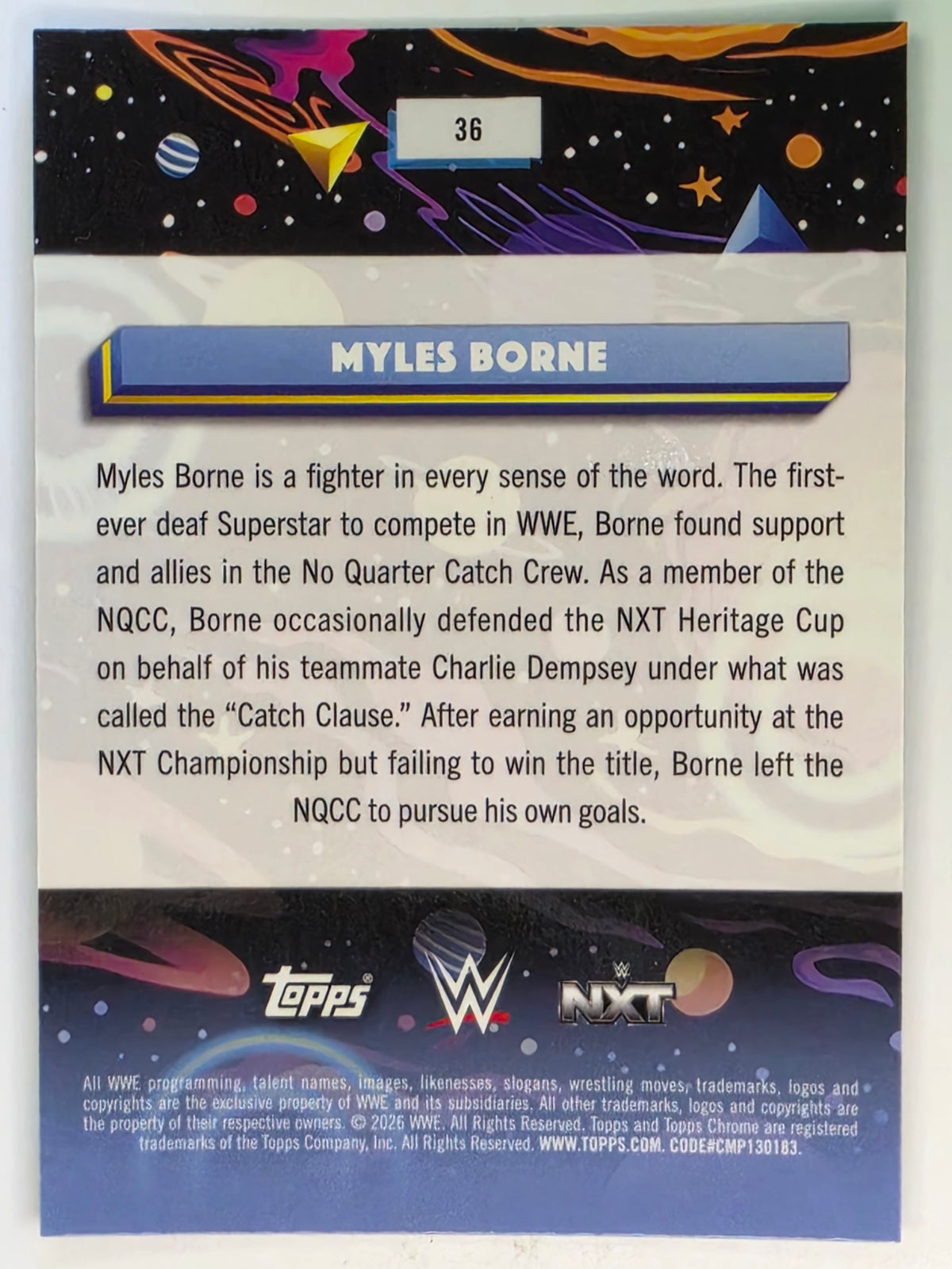 WWE 2026 Topps Chrome Cosmic | Base | #36 | Myles Borne