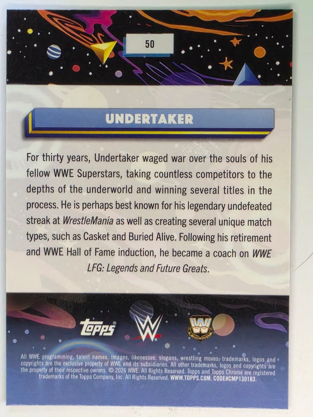 WWE 2026 Topps Chrome Cosmic | Base | #50 | The Undertaker