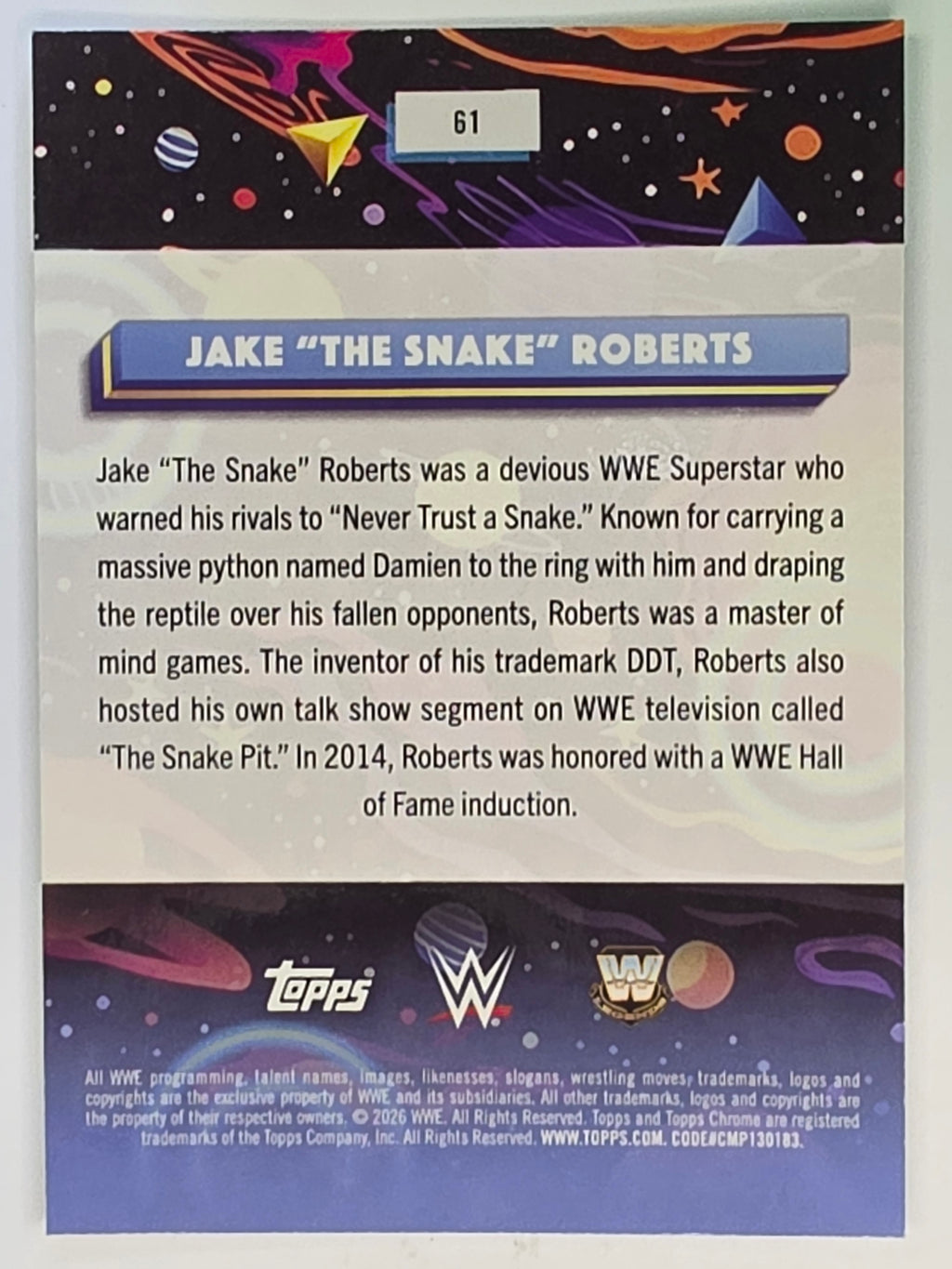 WWE 2026 Topps Chrome Cosmic | Base | #61 | Jake the Snake Roberts