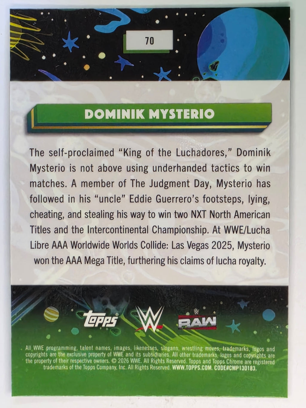 WWE 2026 Topps Chrome Cosmic | Base | #70 | Dominik Mysterio