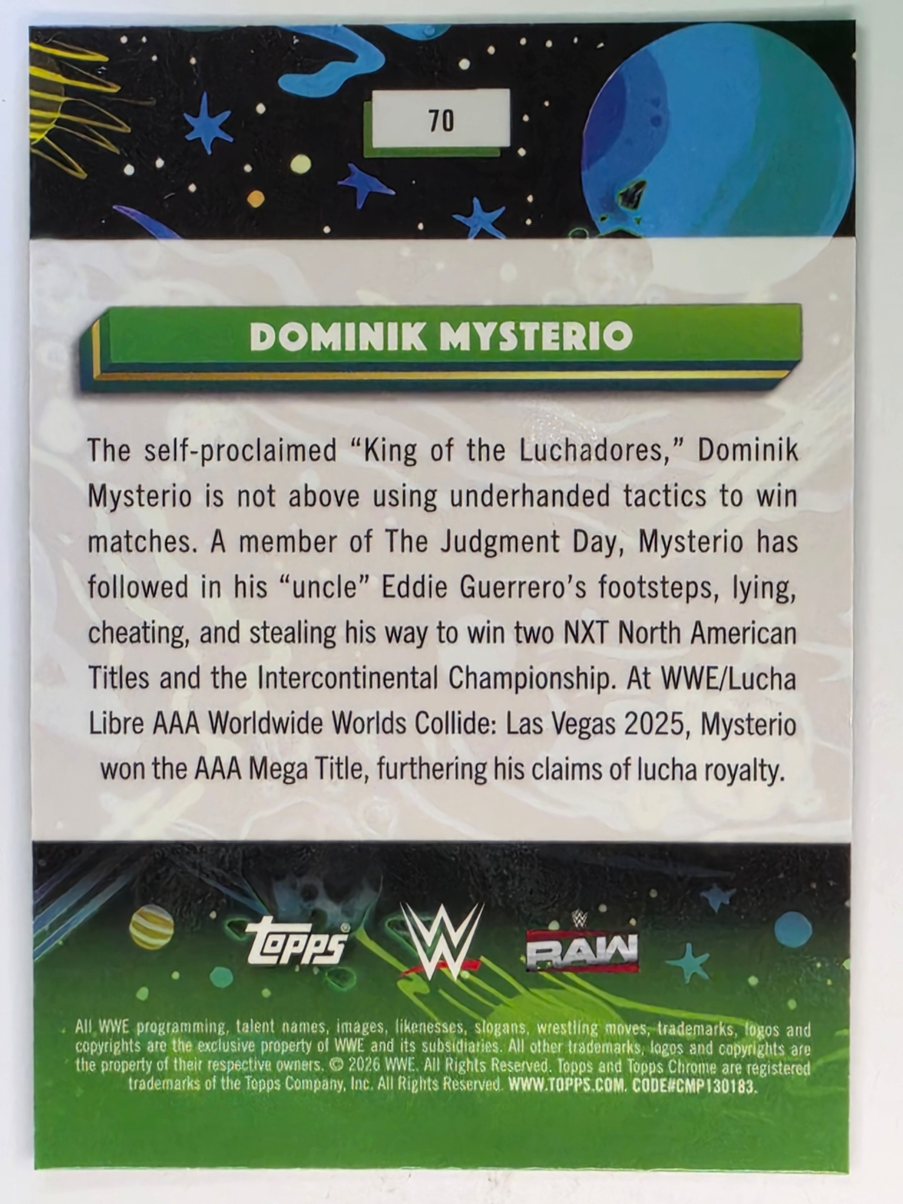 WWE 2026 Topps Chrome Cosmic | Base | #70 | Dominik Mysterio