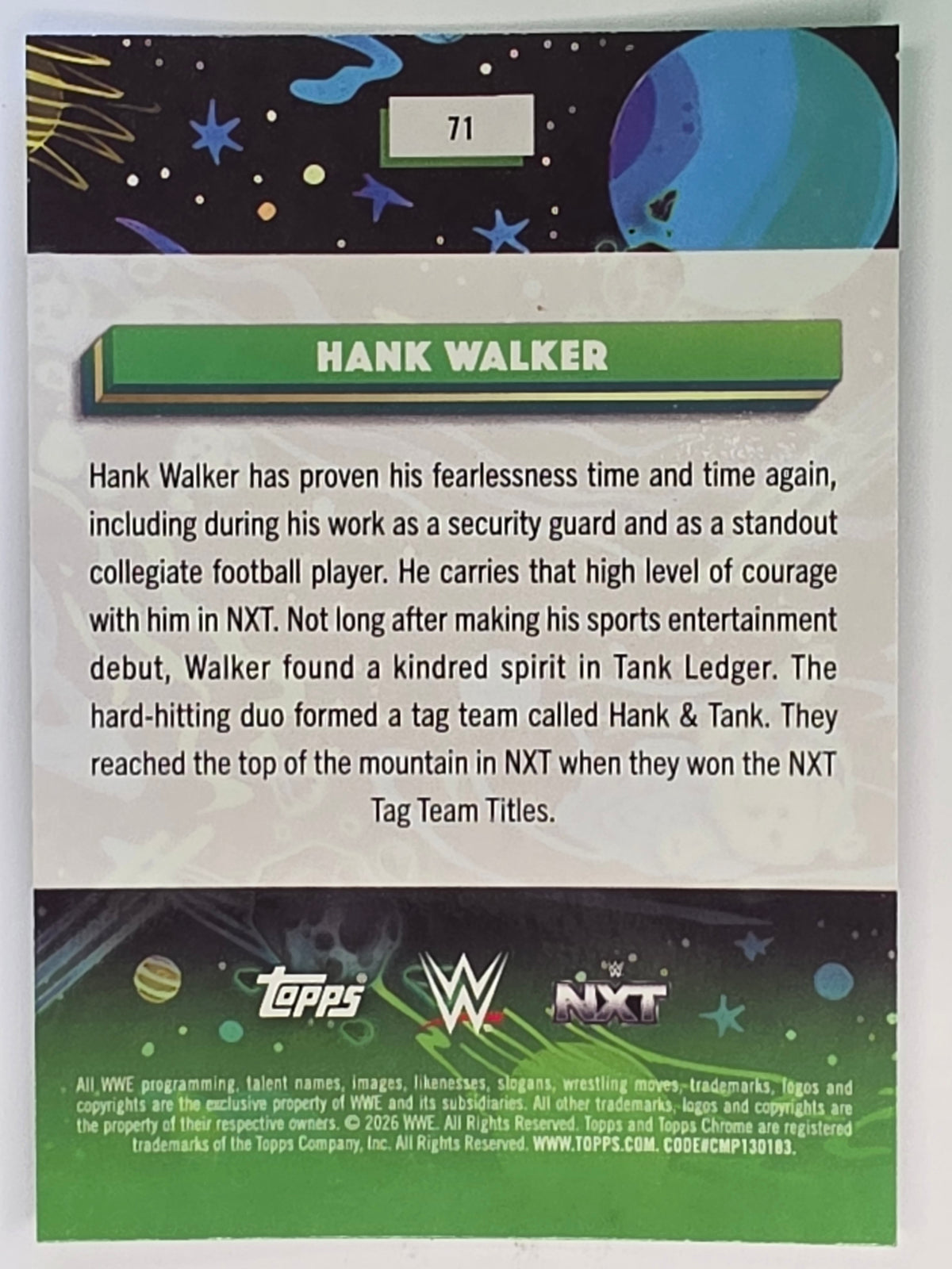 WWE 2026 Topps Chrome Cosmic | Base | #71 | Hank Walker