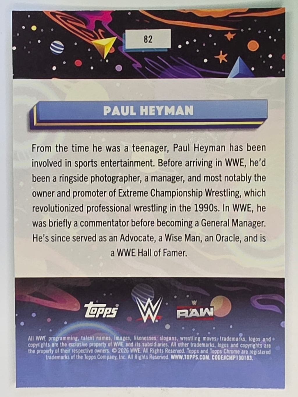 WWE 2026 Topps Chrome Cosmic | Base | #82 | Paul Heyman