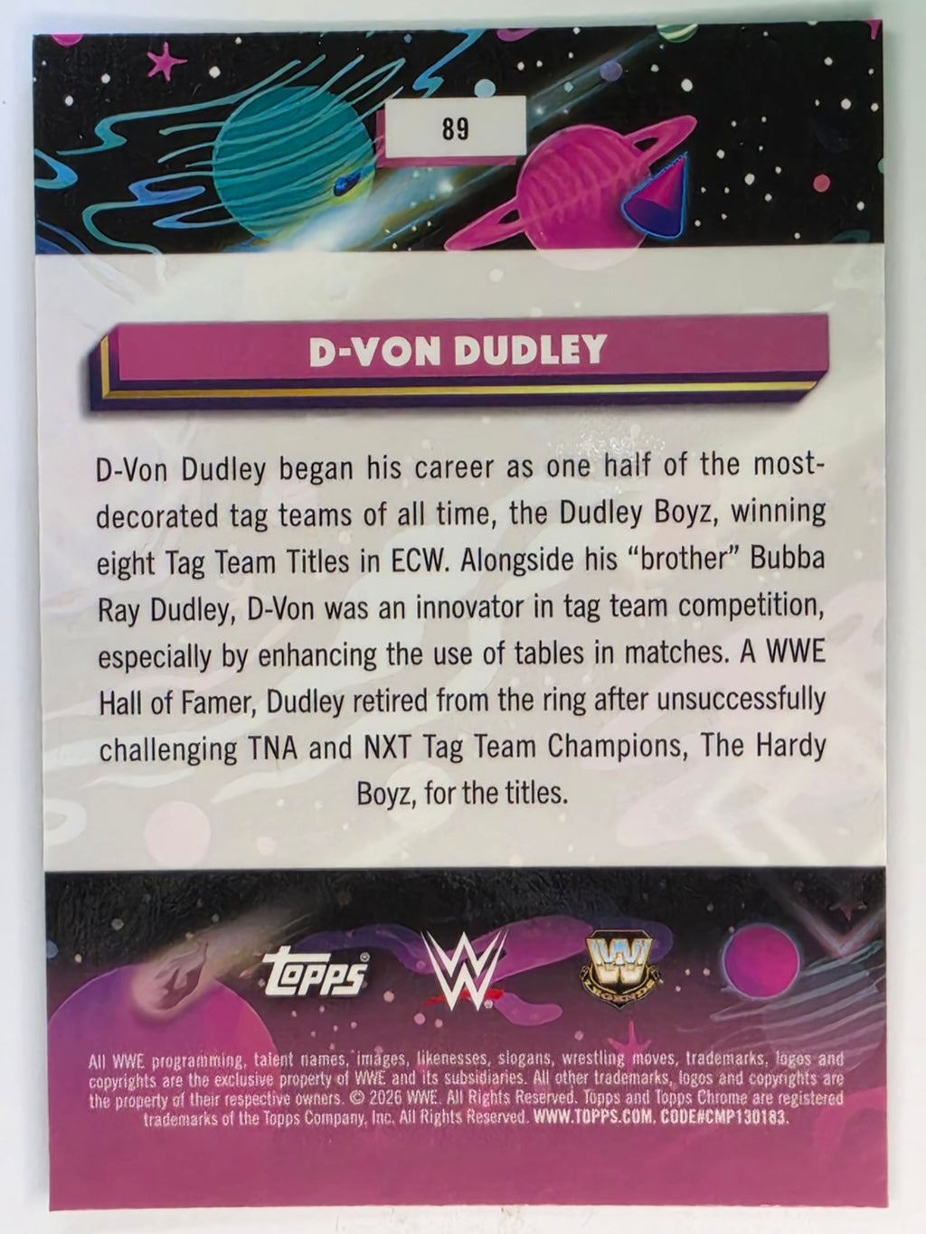 WWE 2026 Topps Chrome Cosmic | Base | #89 | D-Von Dudley