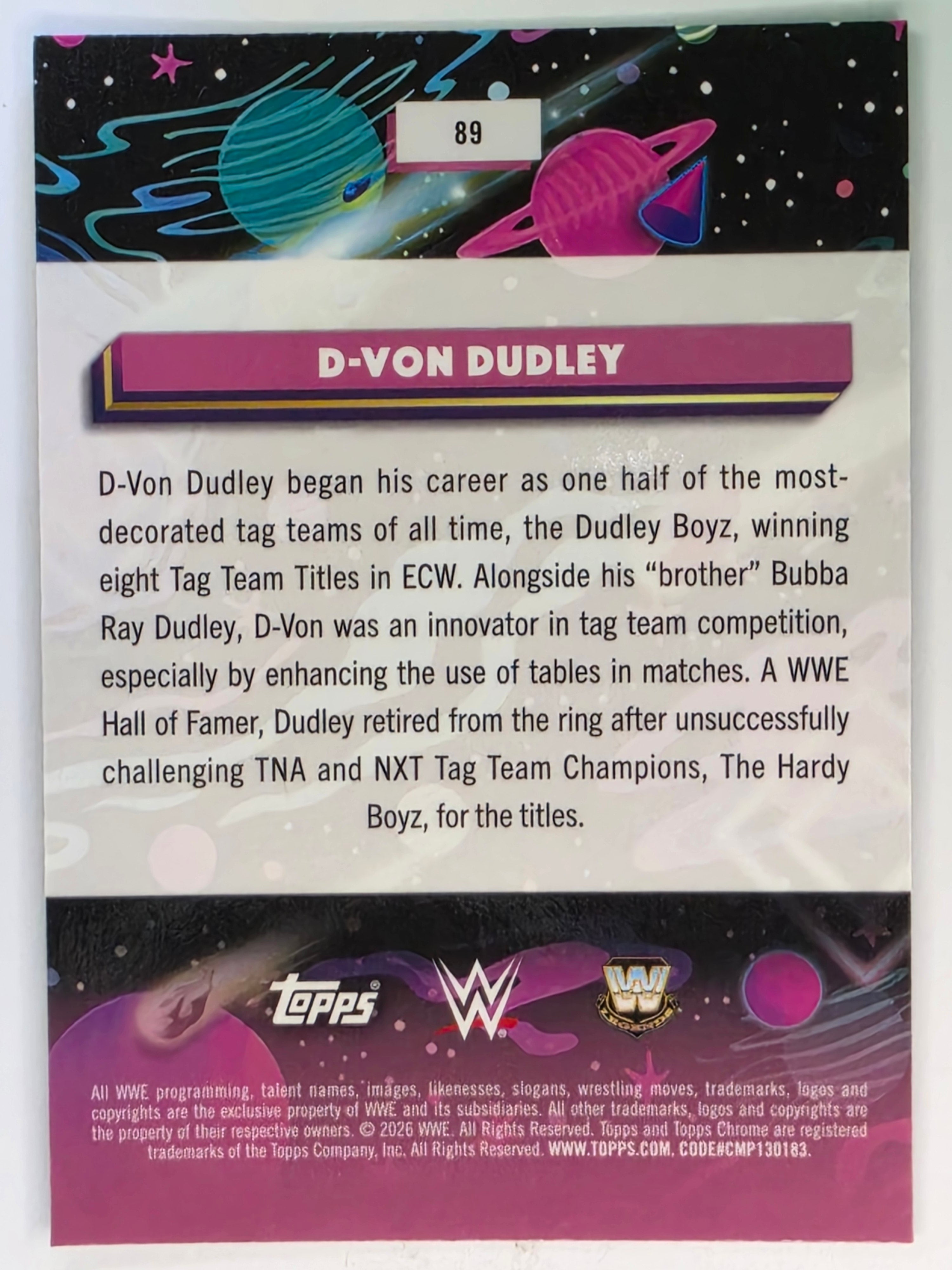 WWE 2026 Topps Chrome Cosmic | Base | #89 | D-Von Dudley