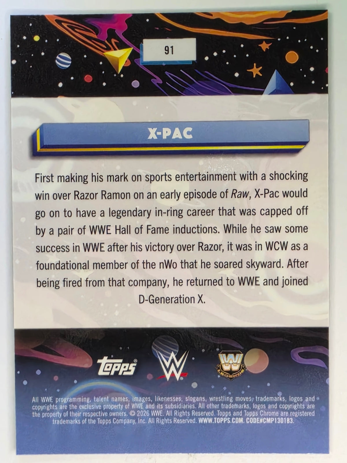 WWE 2026 Topps Chrome Cosmic | Base | #91 | X-Pac