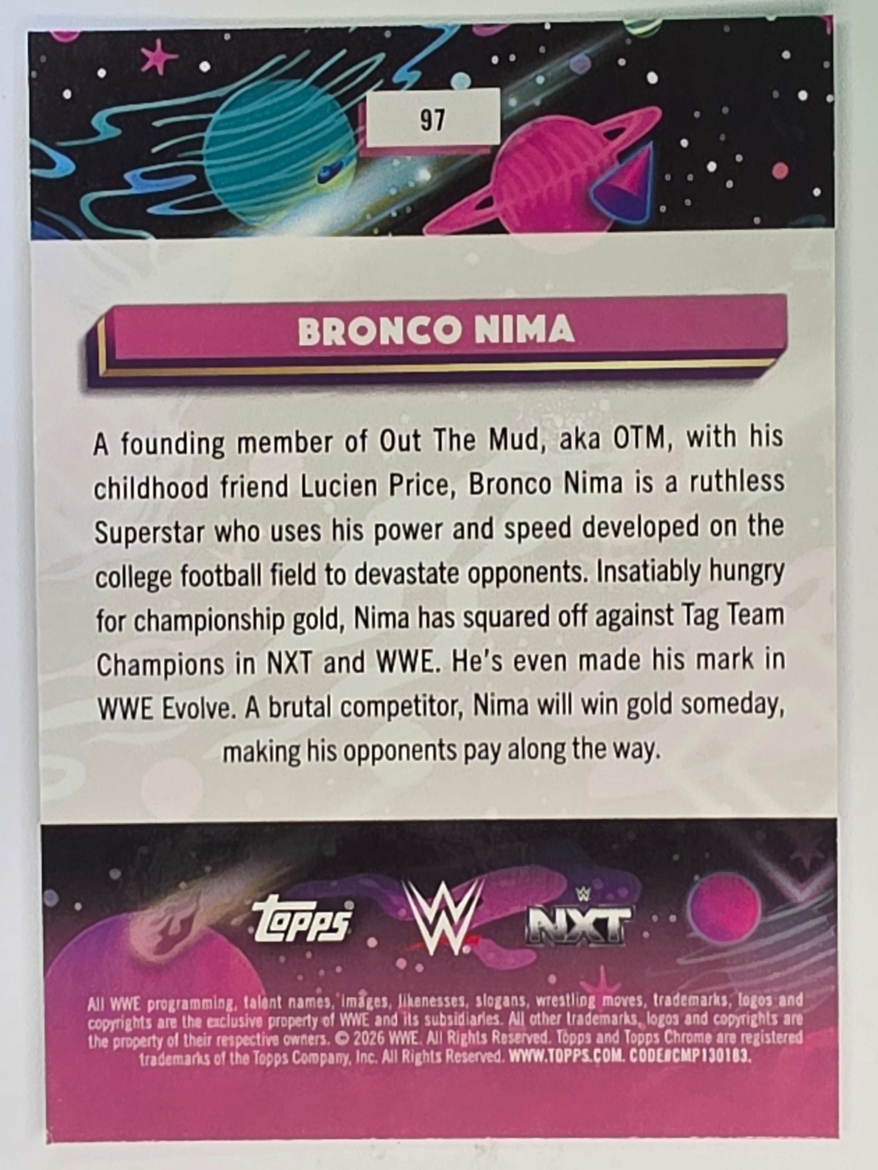 WWE 2026 Topps Chrome Cosmic | Base | #97 | Bronco Nima