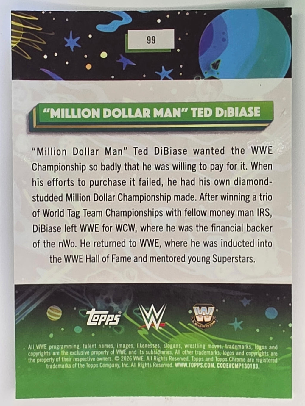 WWE 2026 Topps Chrome Cosmic | Base | #99 | Million Dollar Man Ted DiBiase
