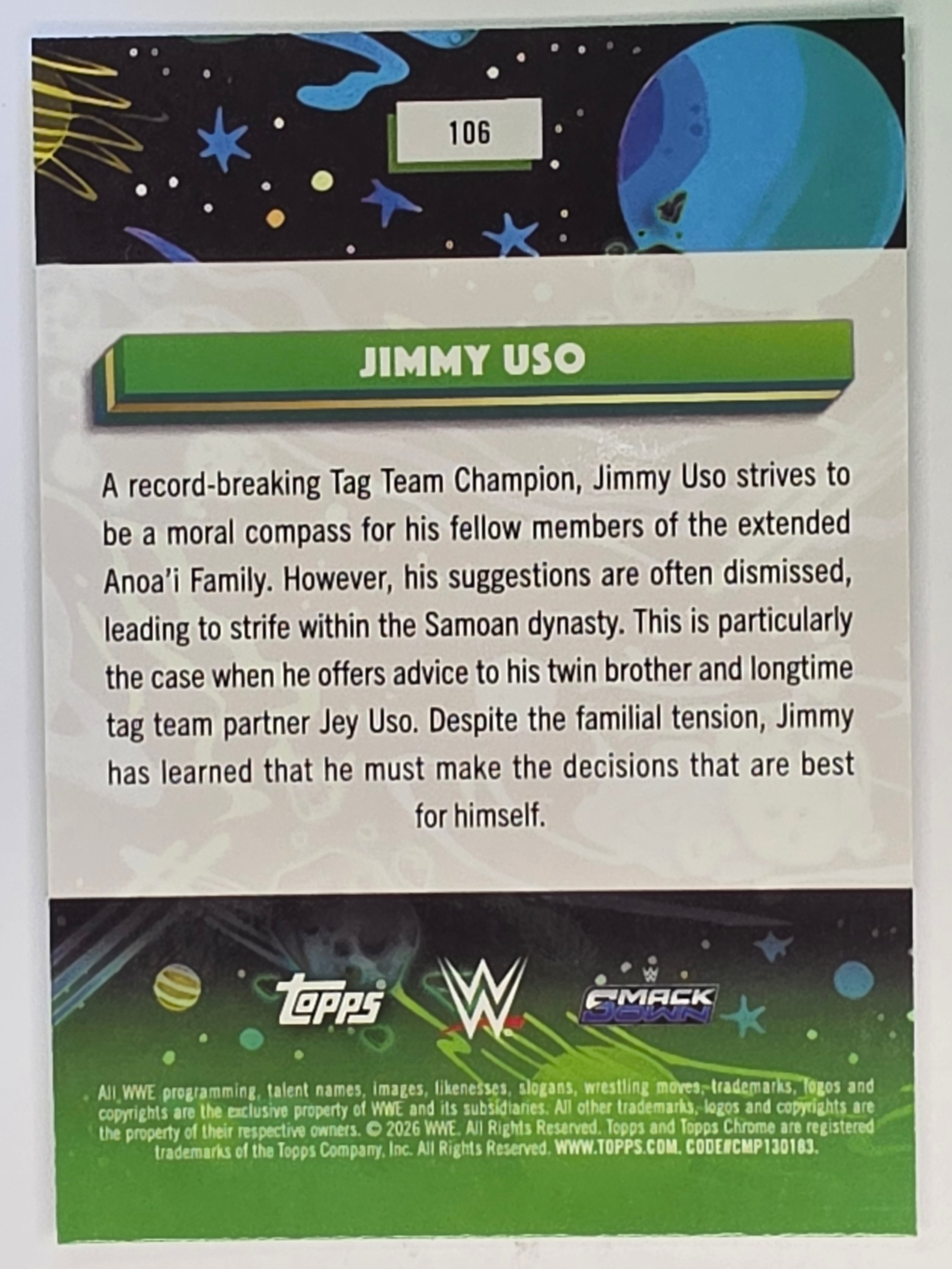 WWE 2026 Topps Chrome Cosmic | Base | #106 | Jimmy Uso