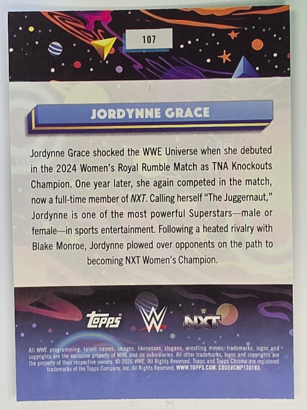 WWE 2026 Topps Chrome Cosmic | Base | #107 | Jordynne Grace