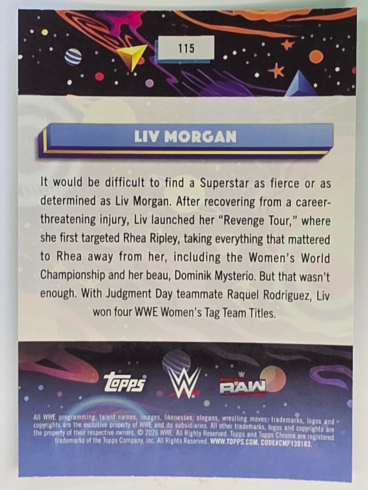 WWE 2026 Topps Chrome Cosmic | Base | #115 | Liv Morgan