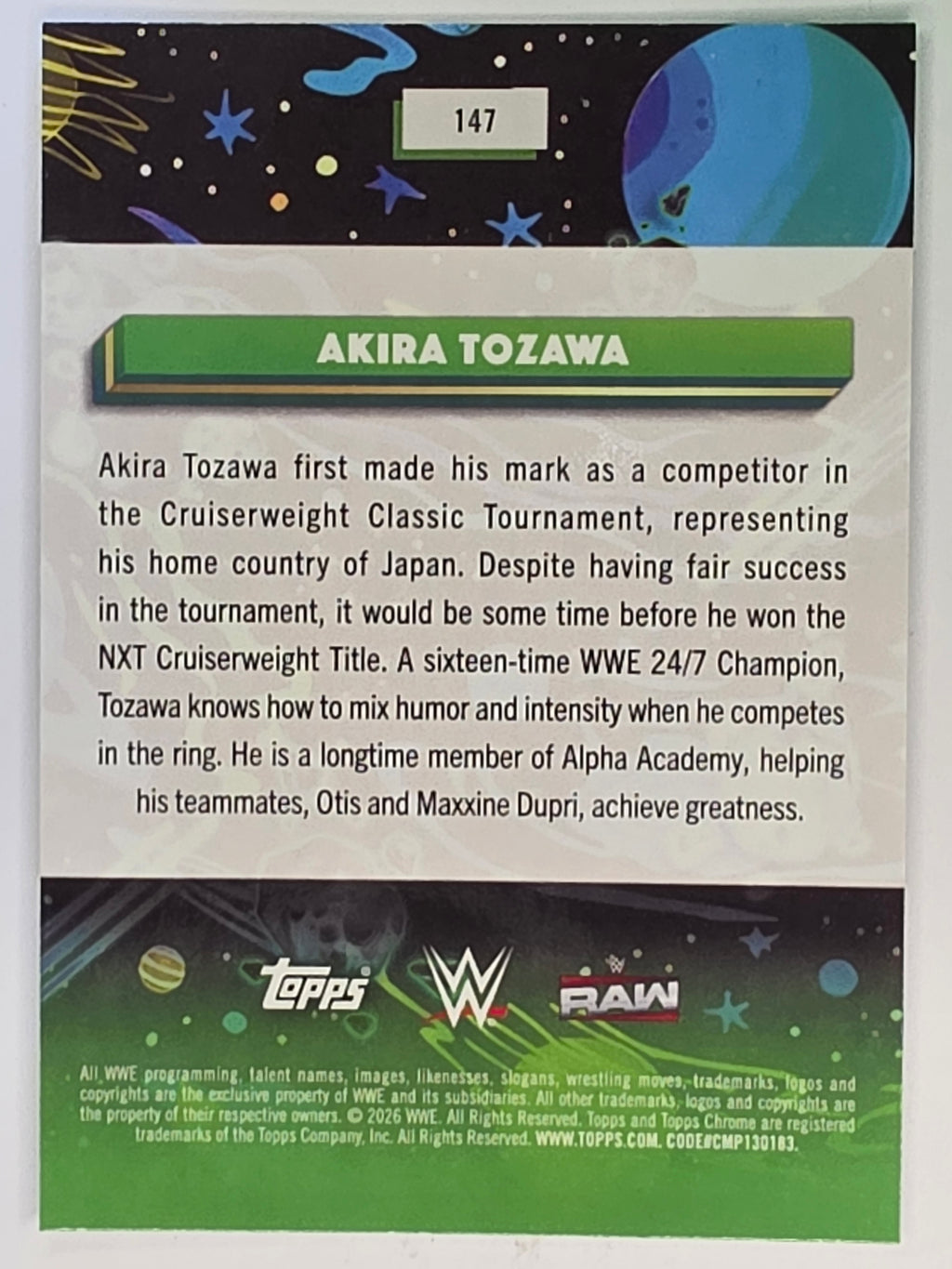 WWE 2026 Topps Chrome Cosmic | Base | #147 | Akira Tozawa