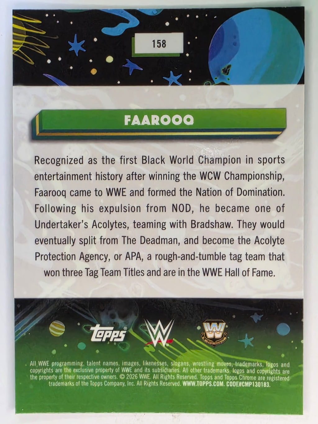 WWE 2026 Topps Chrome Cosmic | Base | #158 | Faarooq