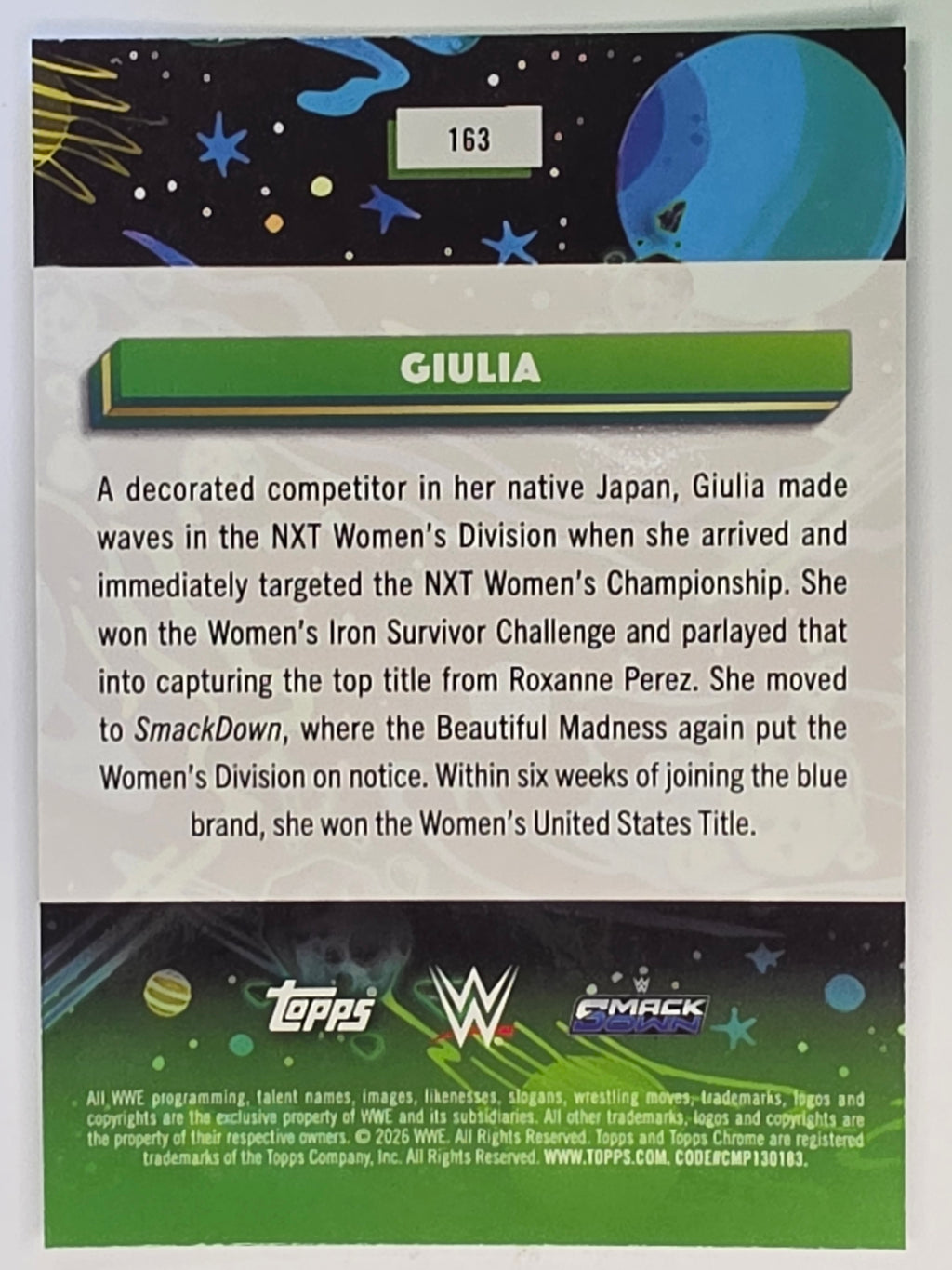 WWE 2026 Topps Chrome Cosmic | Base | #163 | Giulia