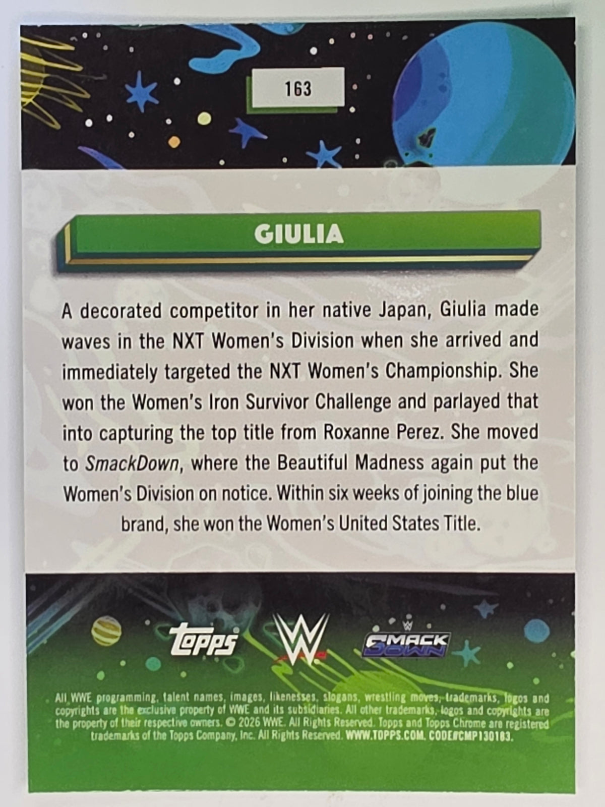 WWE 2026 Topps Chrome Cosmic | Base | #163 | Giulia