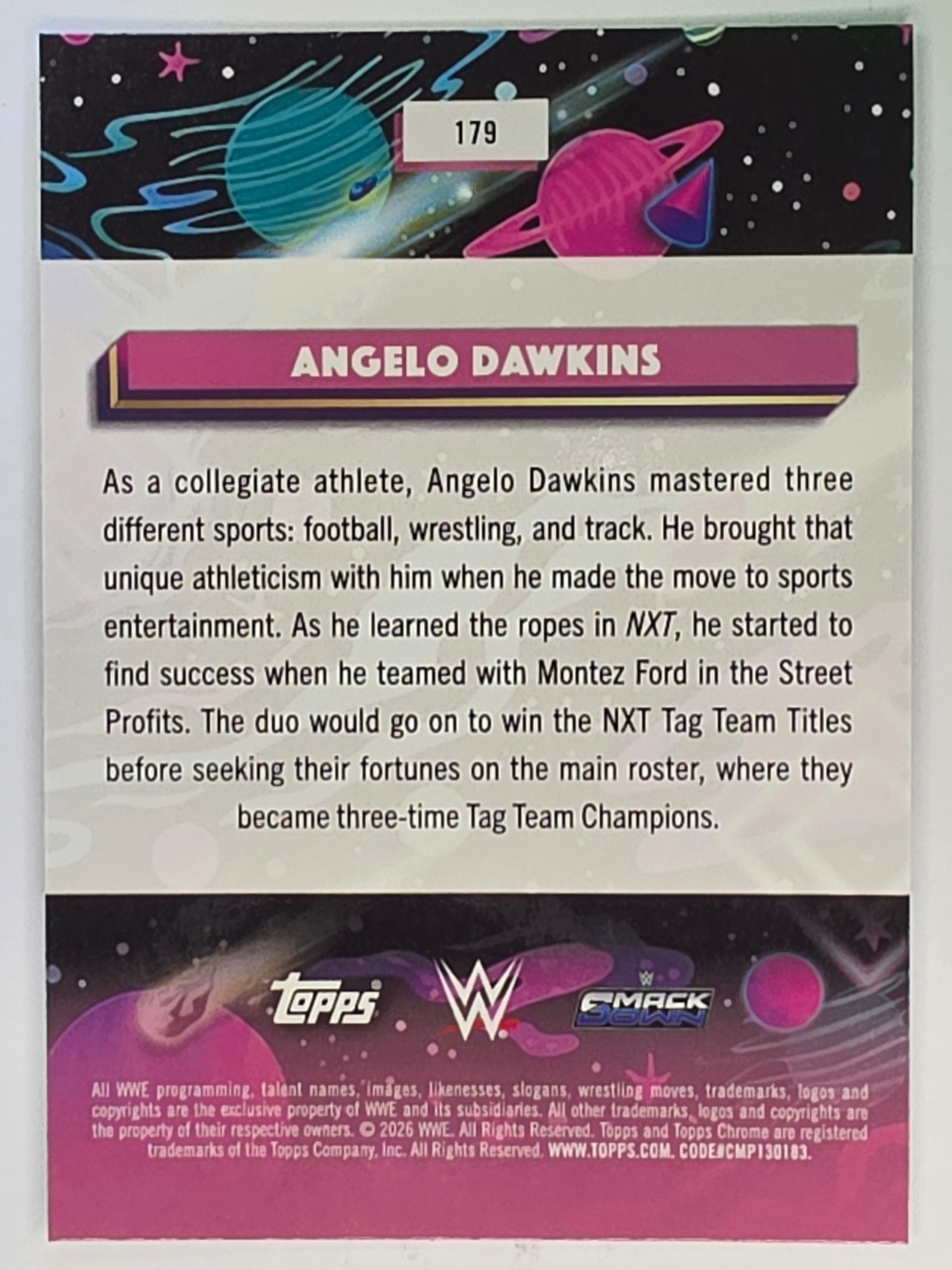 WWE 2026 Topps Chrome Cosmic | Base | #179 | Angelo Dawkins