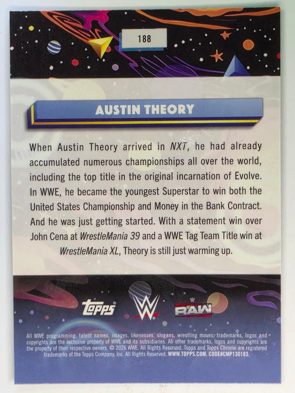 WWE 2026 Topps Chrome Cosmic | Base | #188 | Austin Theory