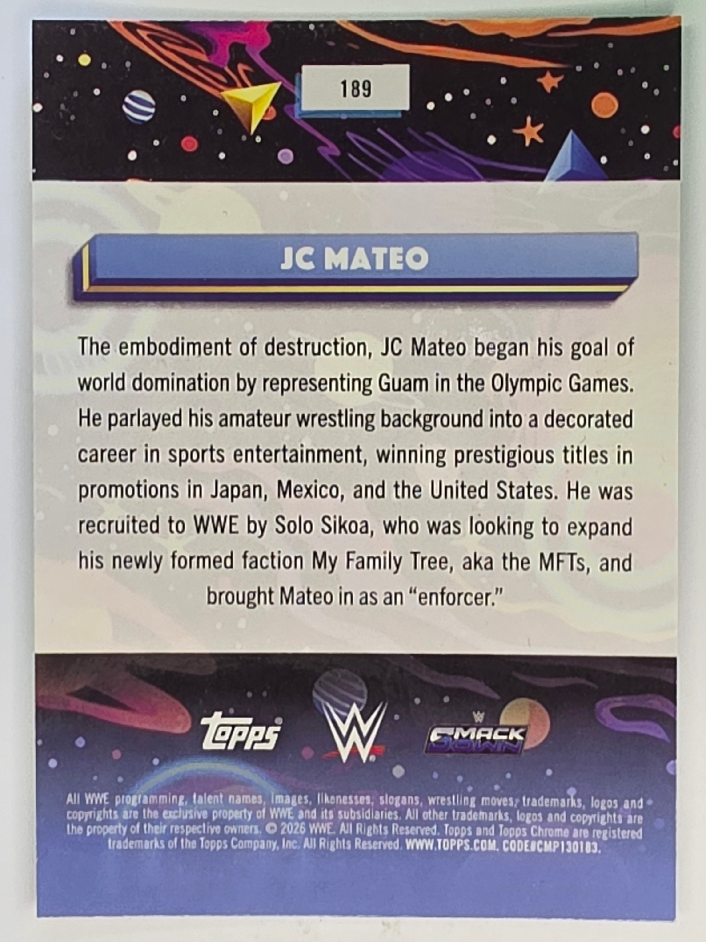 WWE 2026 Topps Chrome Cosmic | Base | #189 | JC Mateo