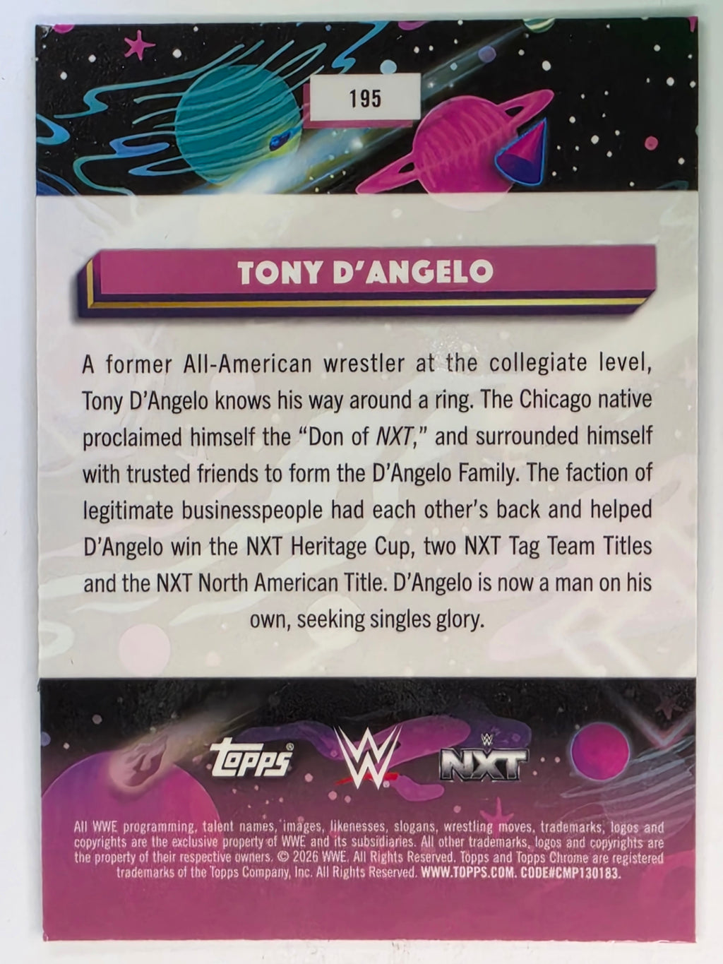 WWE 2026 Topps Chrome Cosmic | Base | #195 | Tony D'Angelo