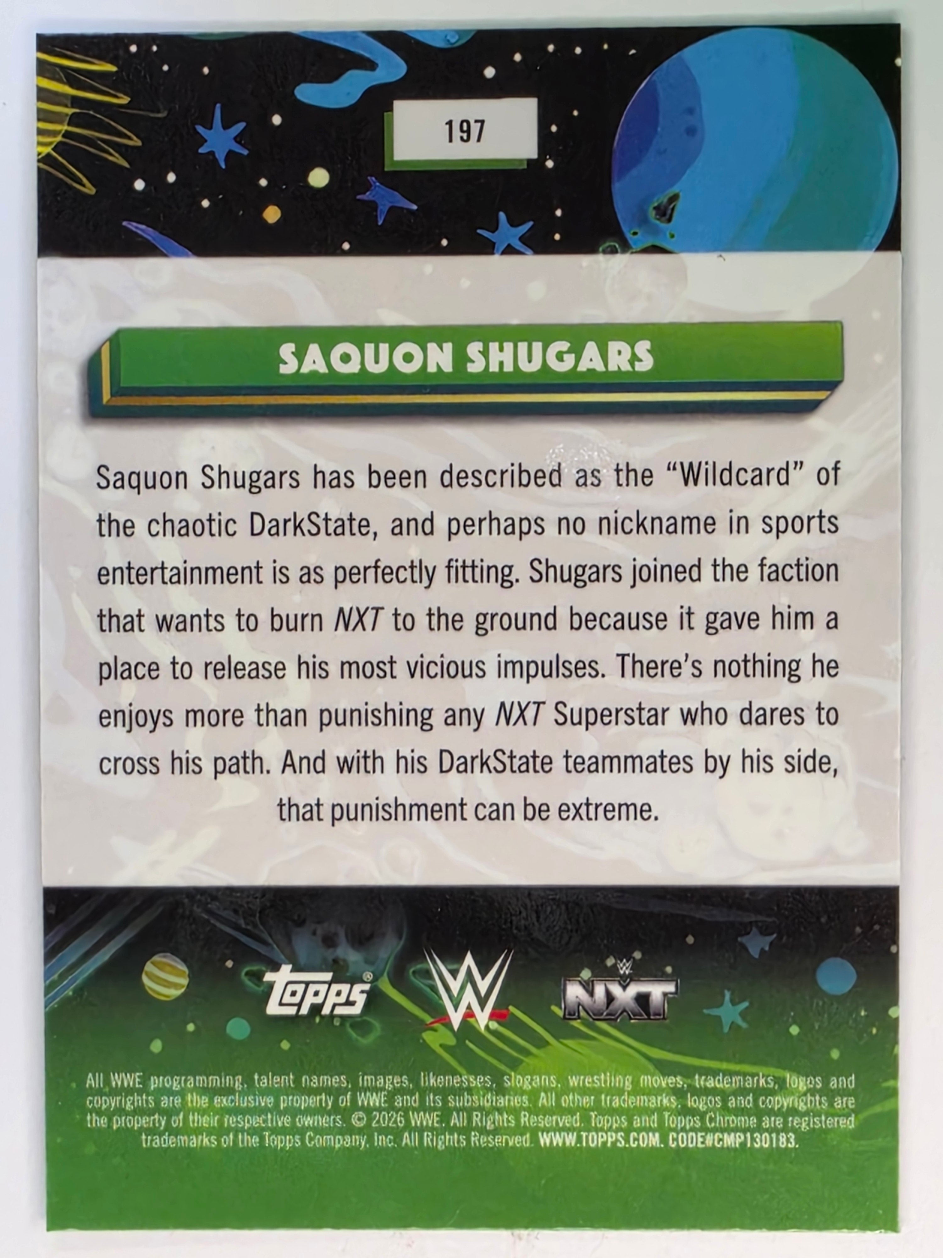 WWE 2026 Topps Chrome Cosmic | Base | #197 | Saquon Shugars