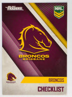 NRL 2017 Traders | Base Card #001 | Broncos Checklist | Brisbane Broncos