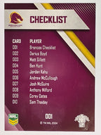 NRL 2017 Traders | Base Card #001 | Broncos Checklist | Brisbane Broncos