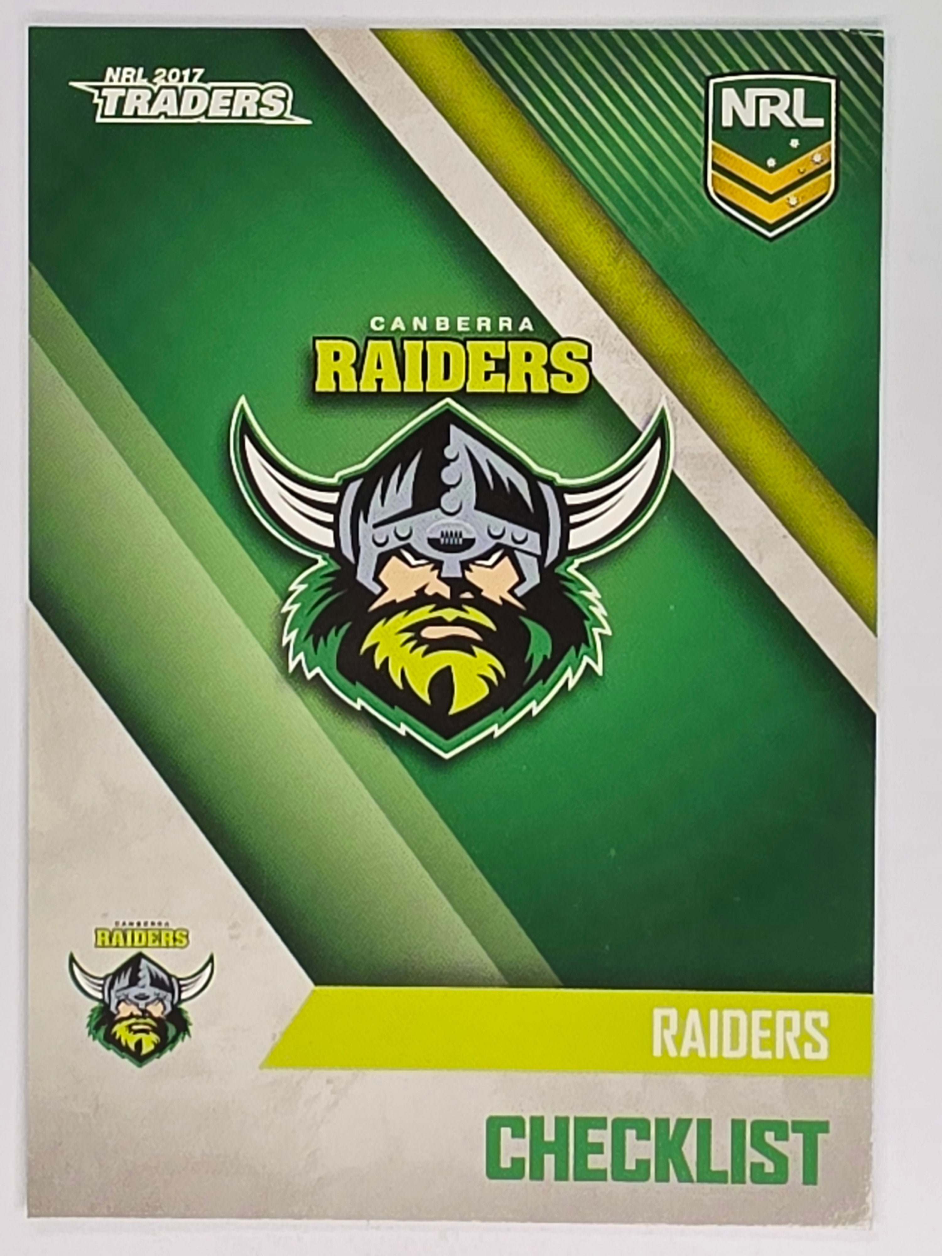NRL 2017 Traders | Base Card #011 | Raiders Checklist | Canberra Raiders