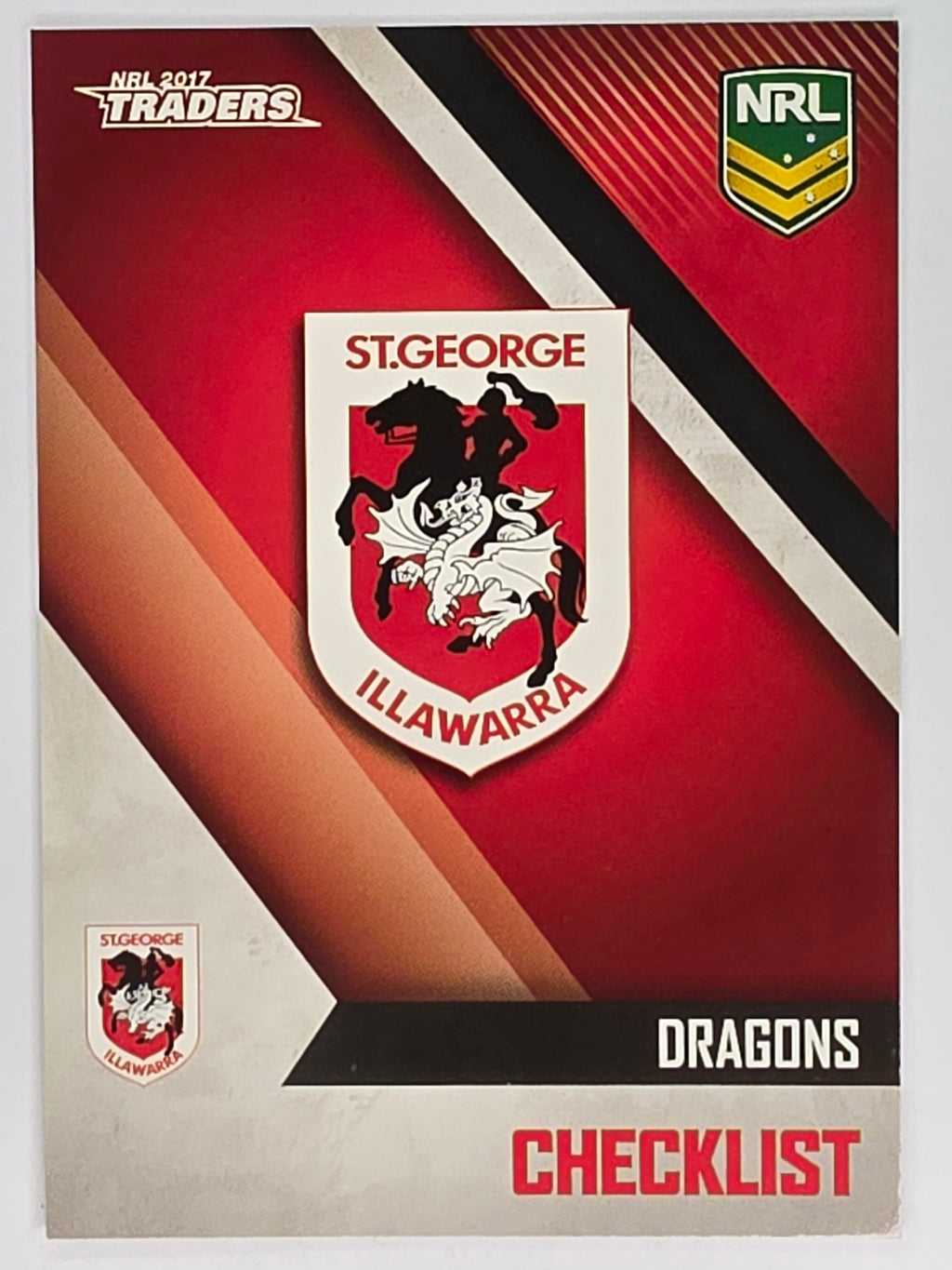 NRL 2017 Traders | Base Card #121 | Dragons Checklist | St. George Illawarra Dragons
